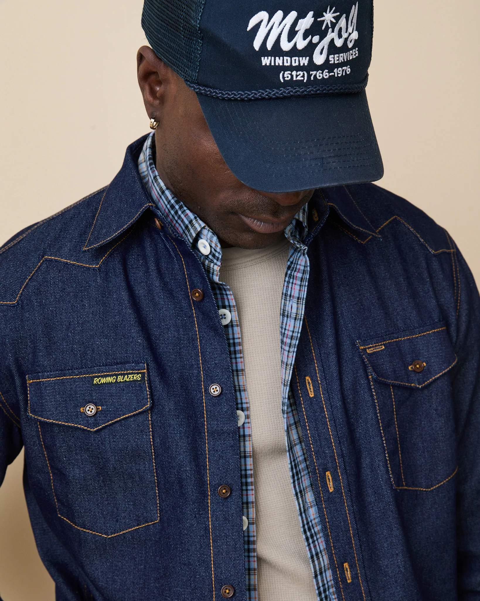 Men's Denim Western Shirt Rinse Wash - Image 2