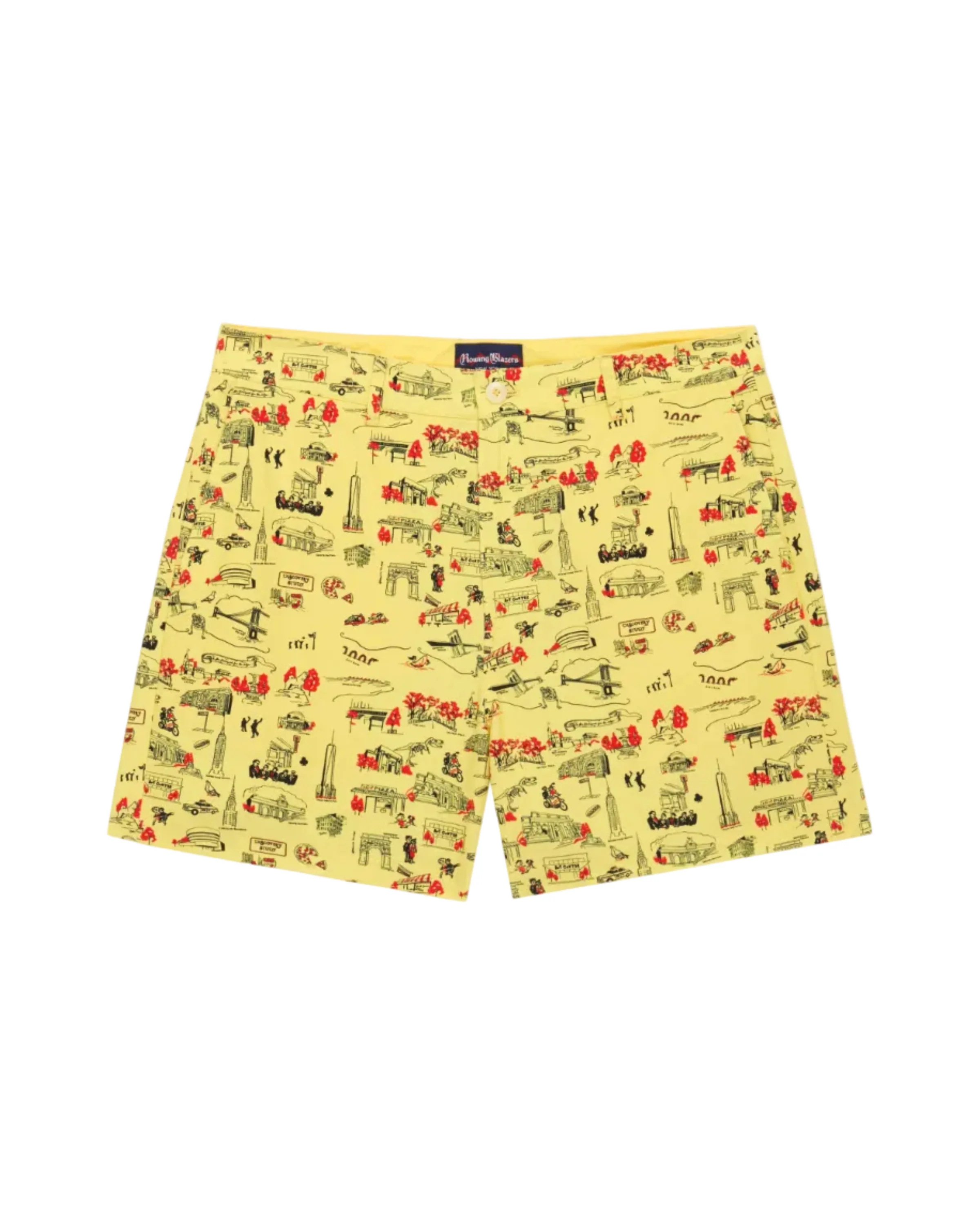 Men's Flat Front Cotton Linen Shorts NYC Map Print