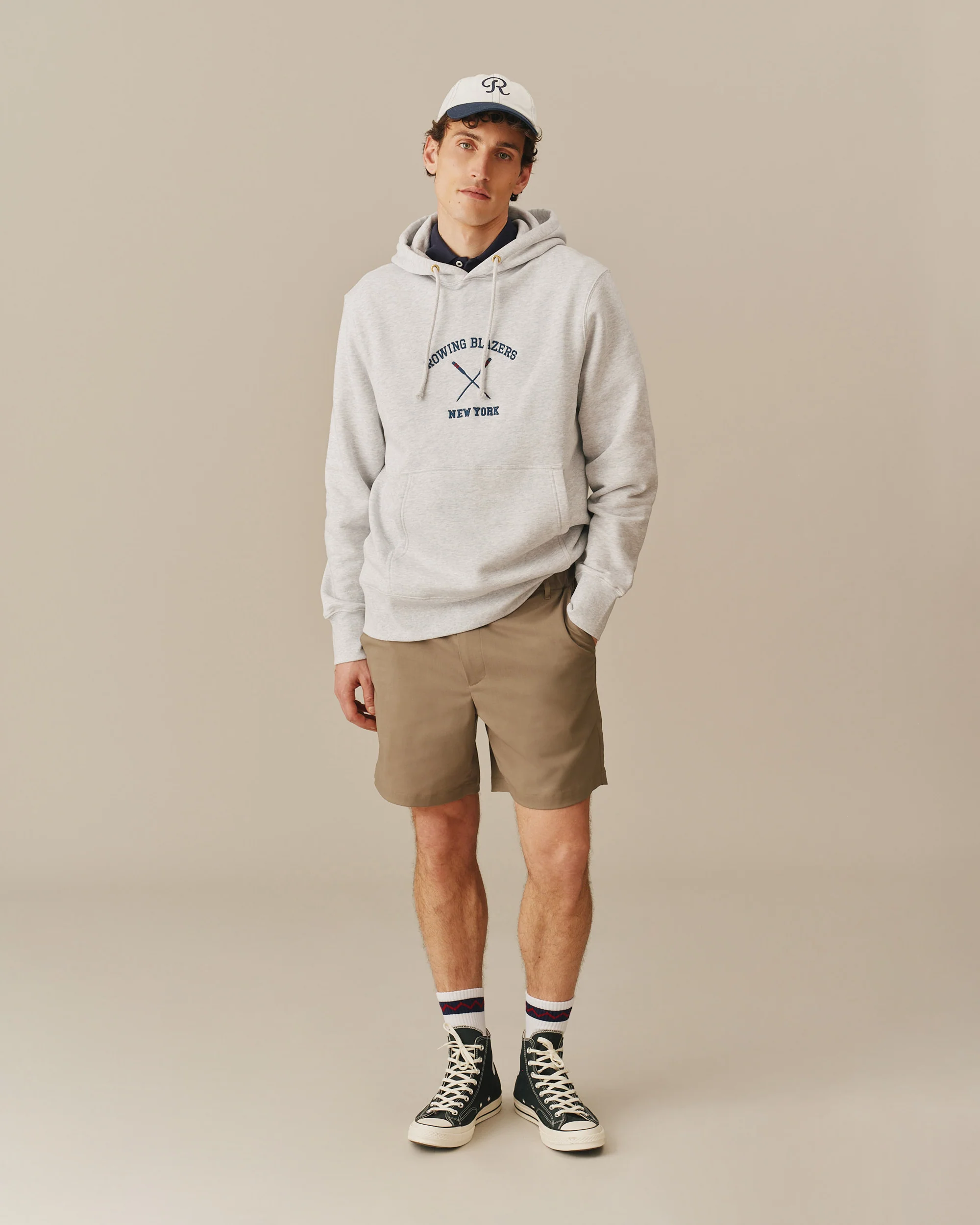 Men's Fleece Rowing Oars Hoodie Heather Gray