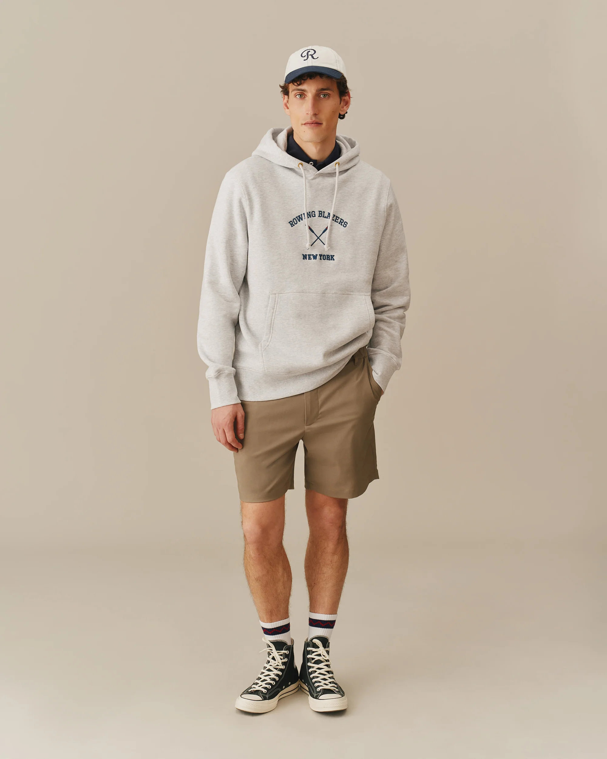 Men's Fleece Rowing Oars Hoodie Heather Gray - Image 2