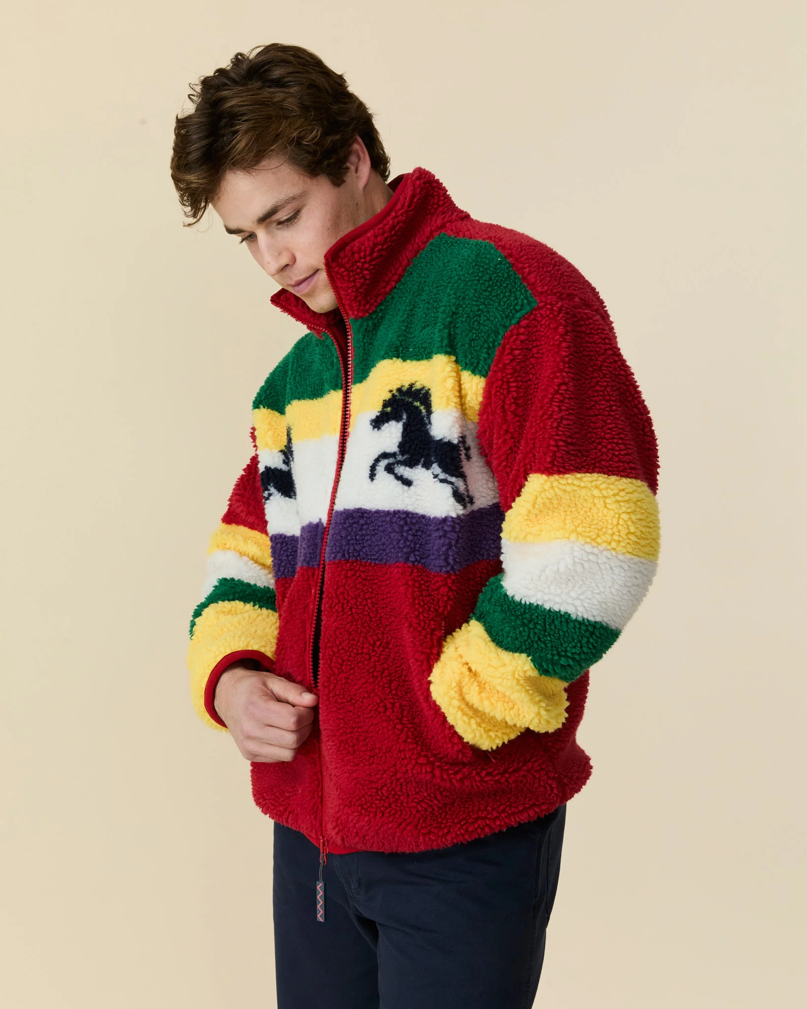 Men's Horse Blocked Sherpa Multi-Color - Image 3