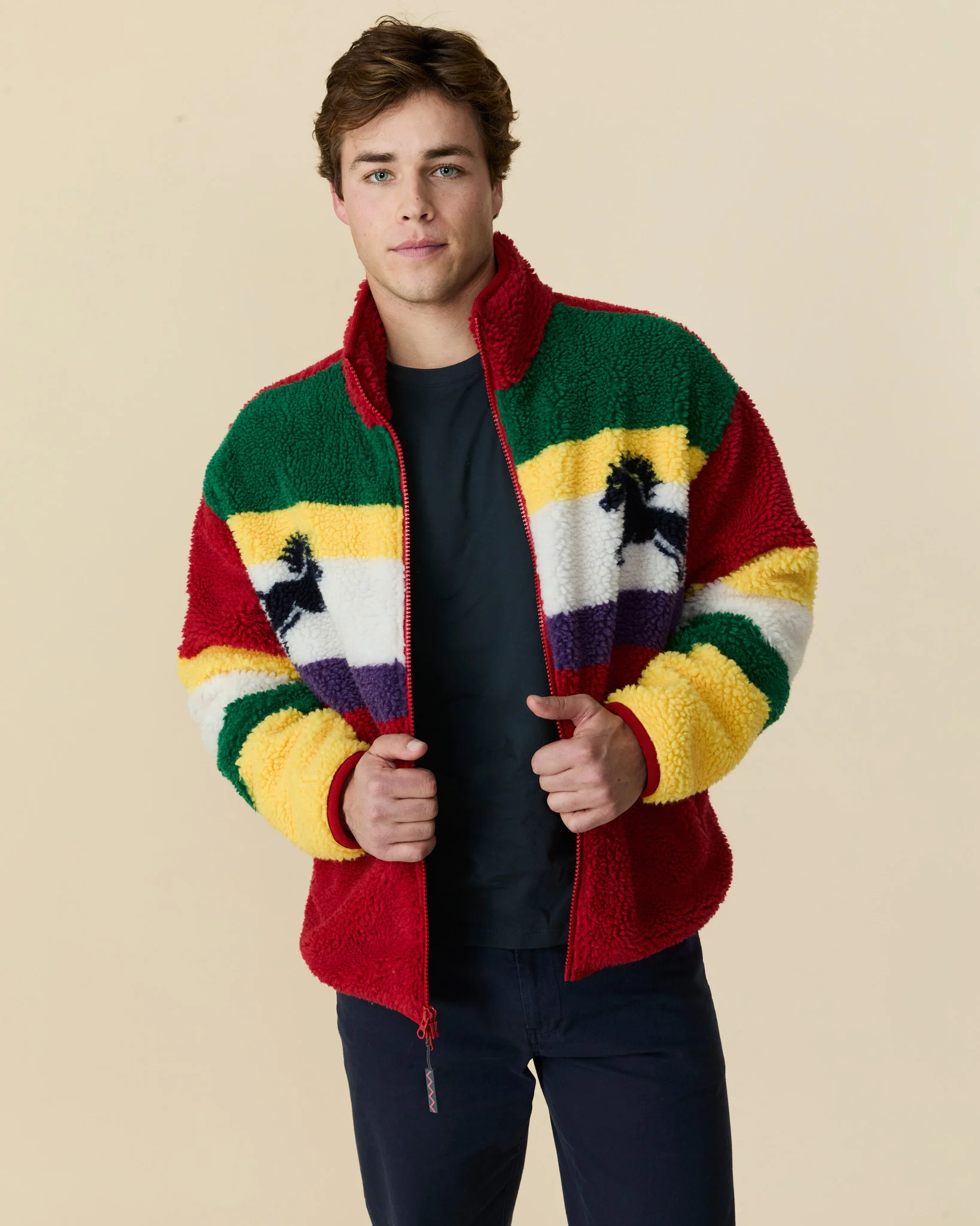 Men's Horse Blocked Sherpa Multi-Color - Image 4