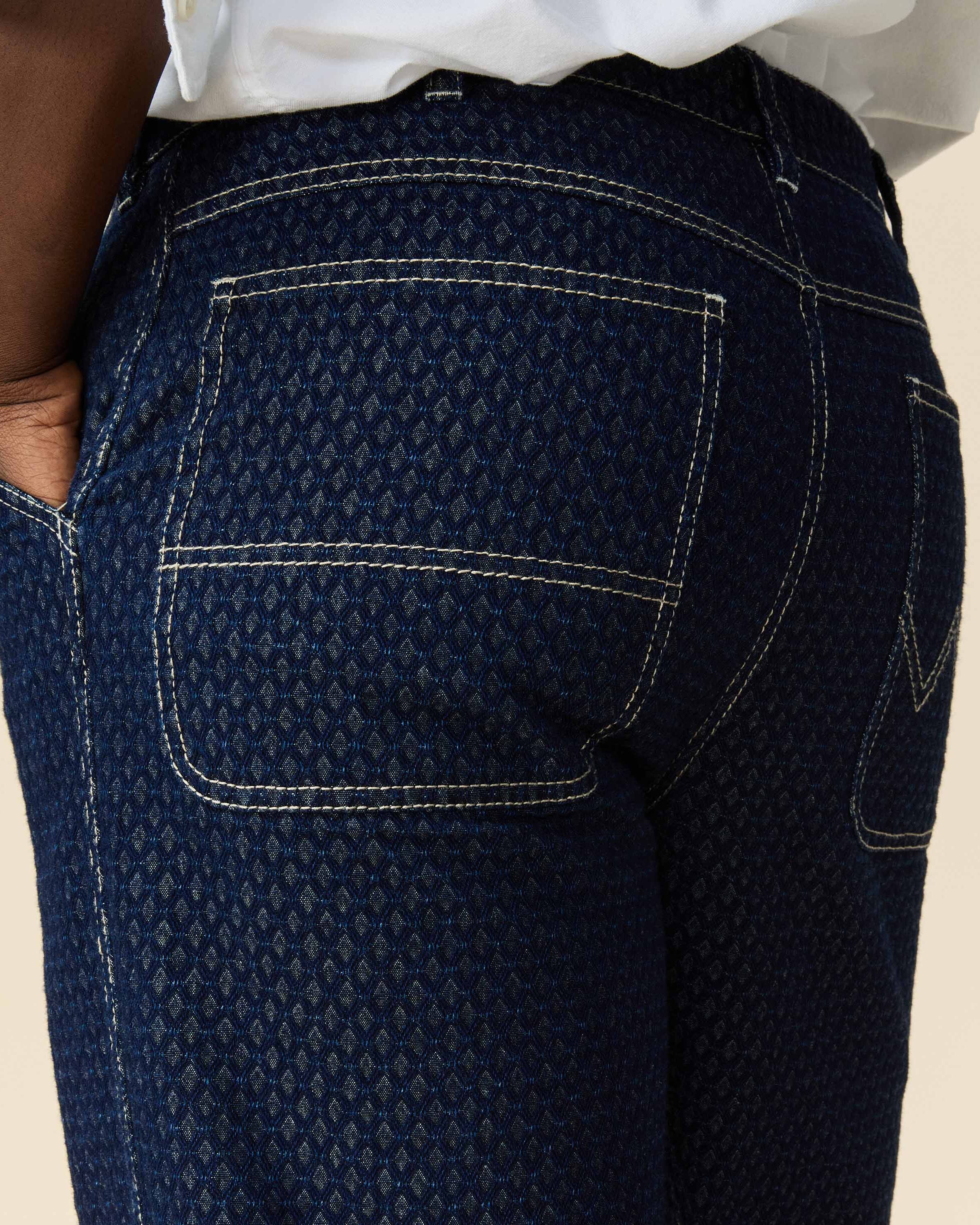 Men's Indigo Jacquard Denim Pant Navy - Image 2