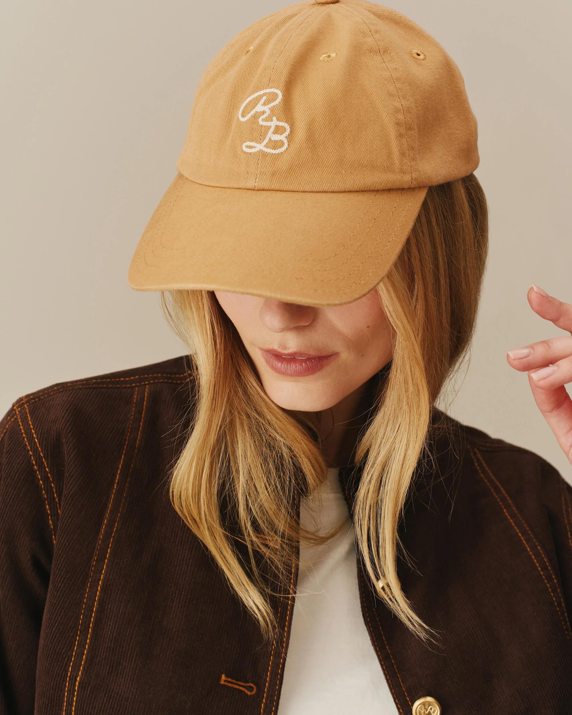 Men's Logo Chainstitch Embroidery Baseball Cap Camel - Image 2
