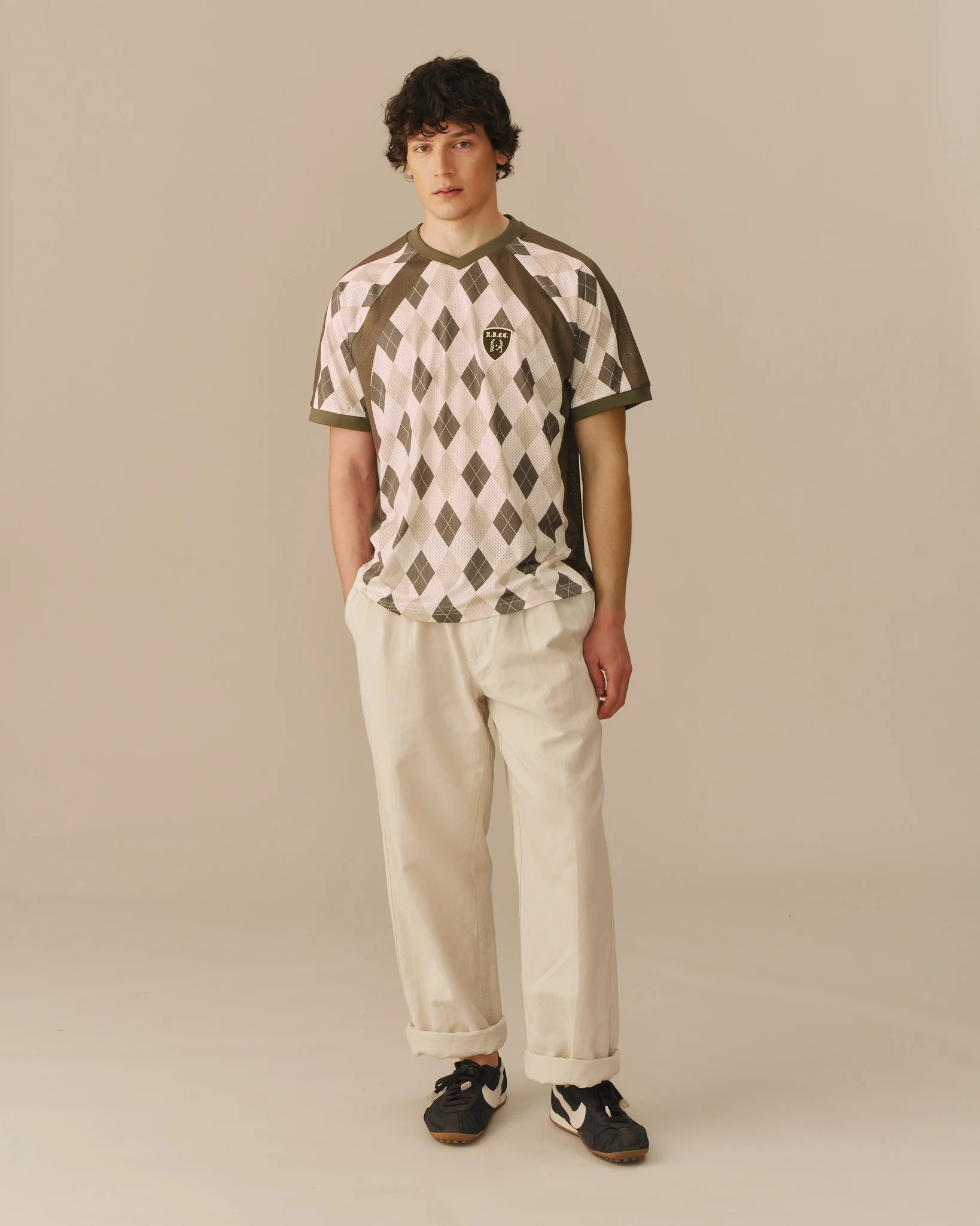 Men's Mesh Argyle Soccer Jersey Olive - Image 4