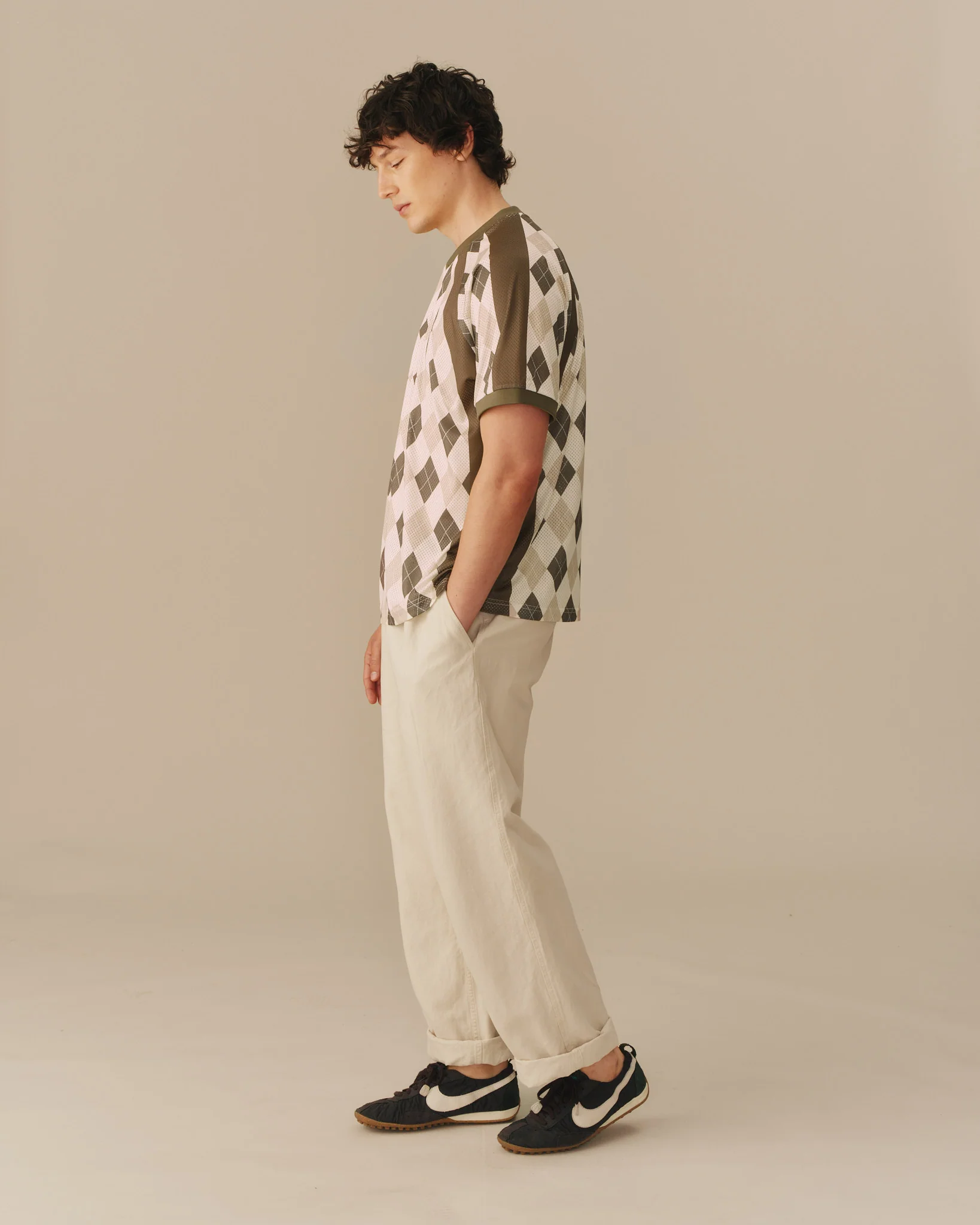 Men's Mesh Argyle Soccer Jersey Olive - Image 5