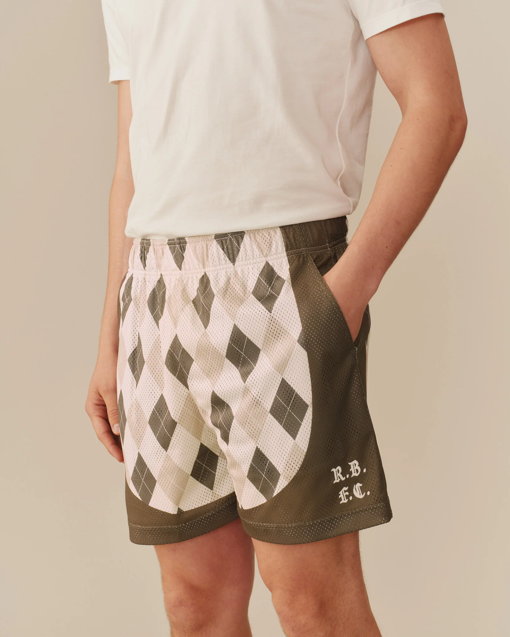 Men's Mesh Argyle Soccer Short Olive