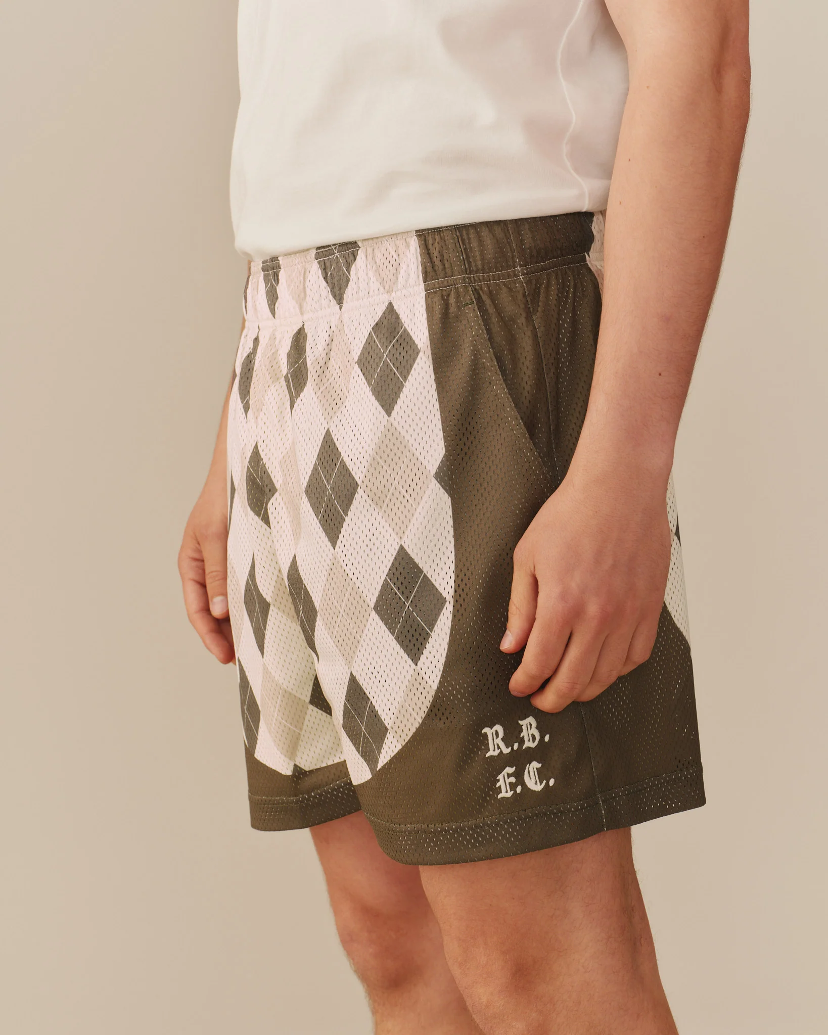 Men's Mesh Argyle Soccer Short Olive - Image 2