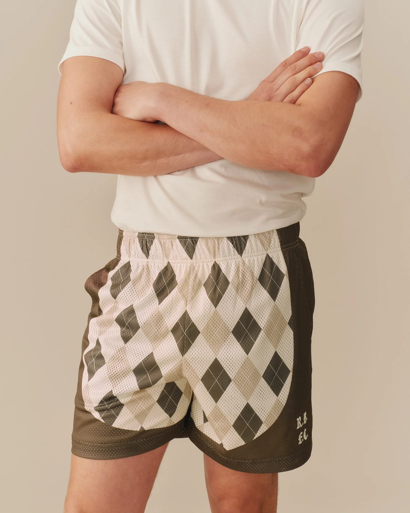 Men's Mesh Argyle Soccer Short Olive - Image 3