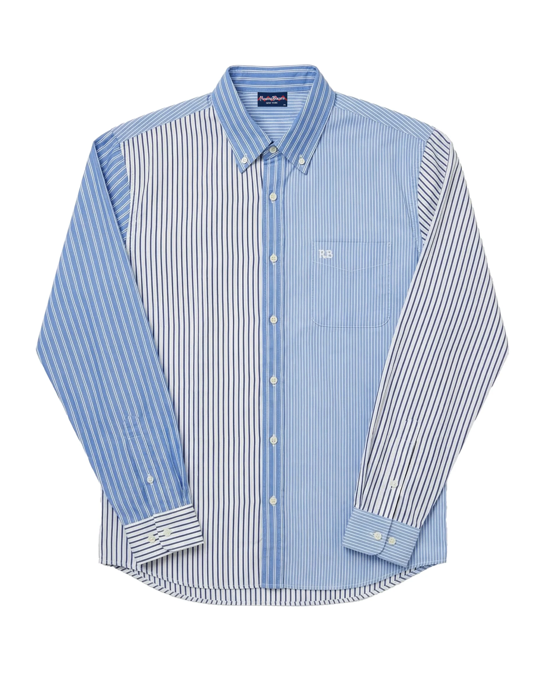 Men's Mixed Stripe Button Down Blue - Image 11