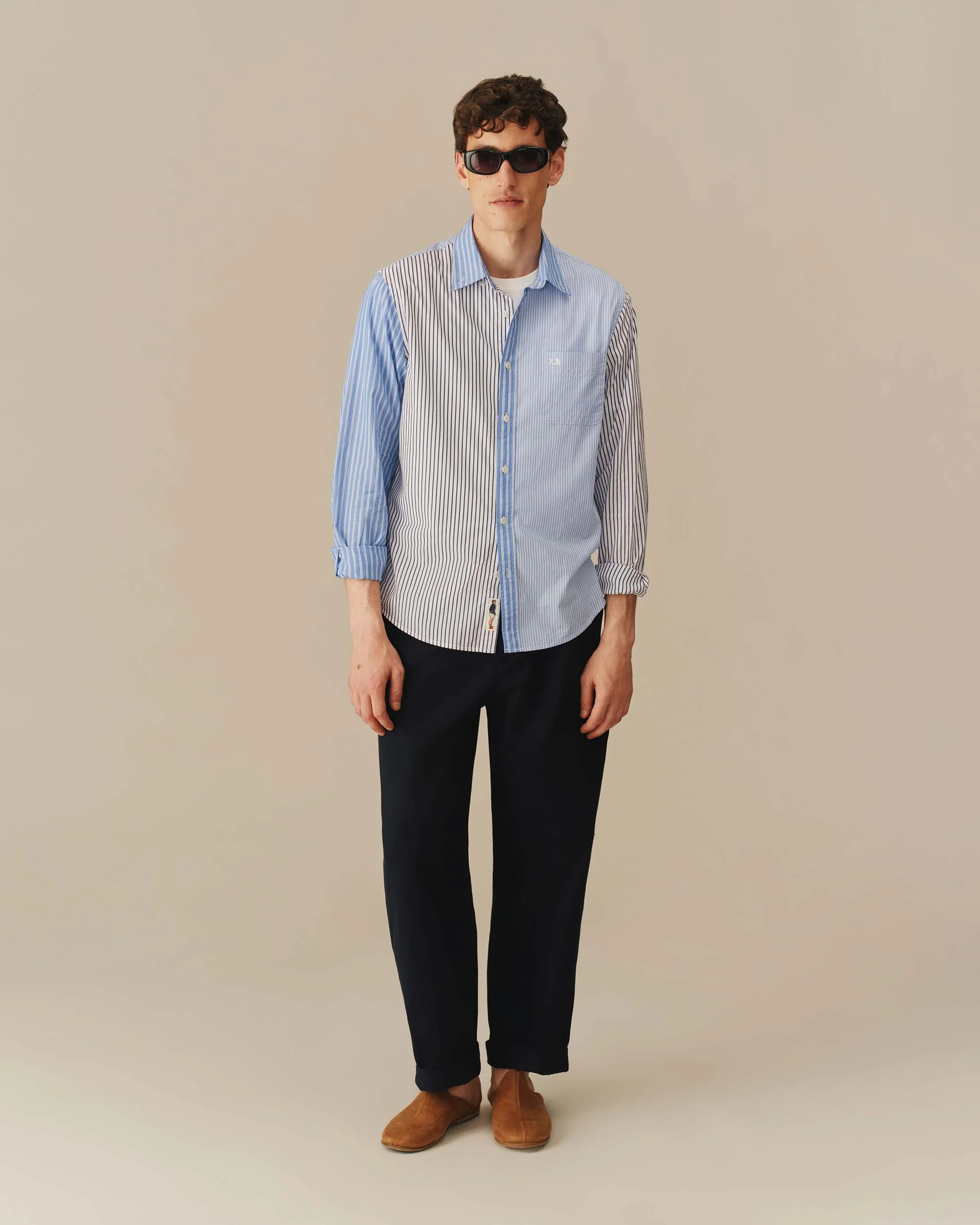 Men's Mixed Stripe Button Down Blue - Image 2