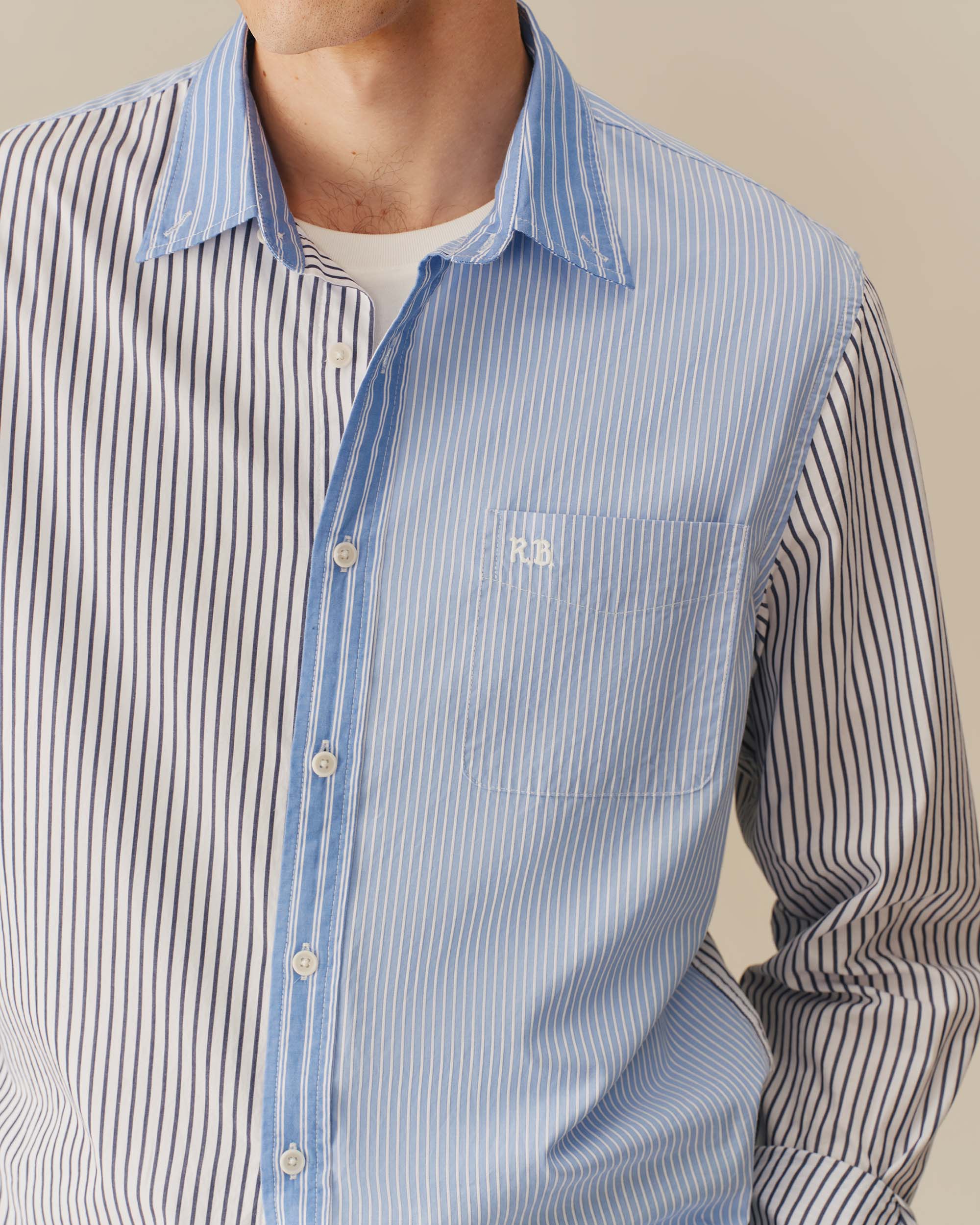 Men's Mixed Stripe Button Down Blue - Image 3