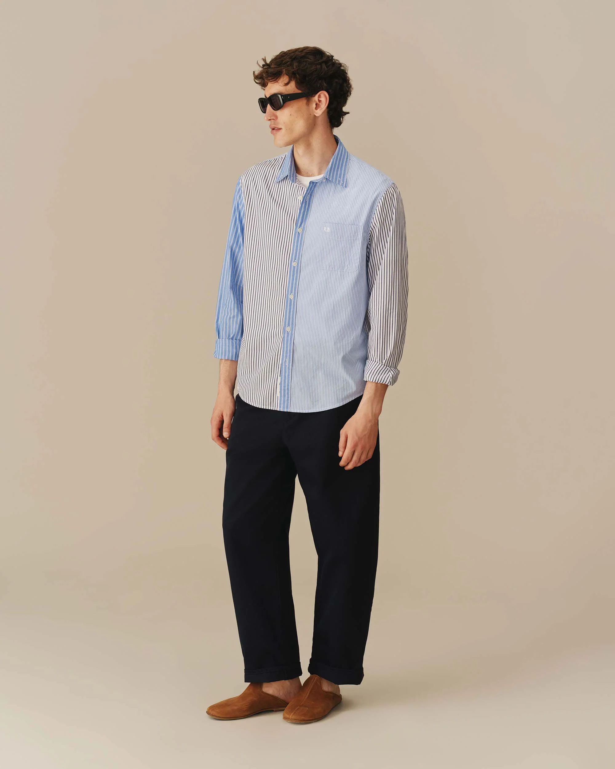 Men's Mixed Stripe Button Down Blue - Image 4