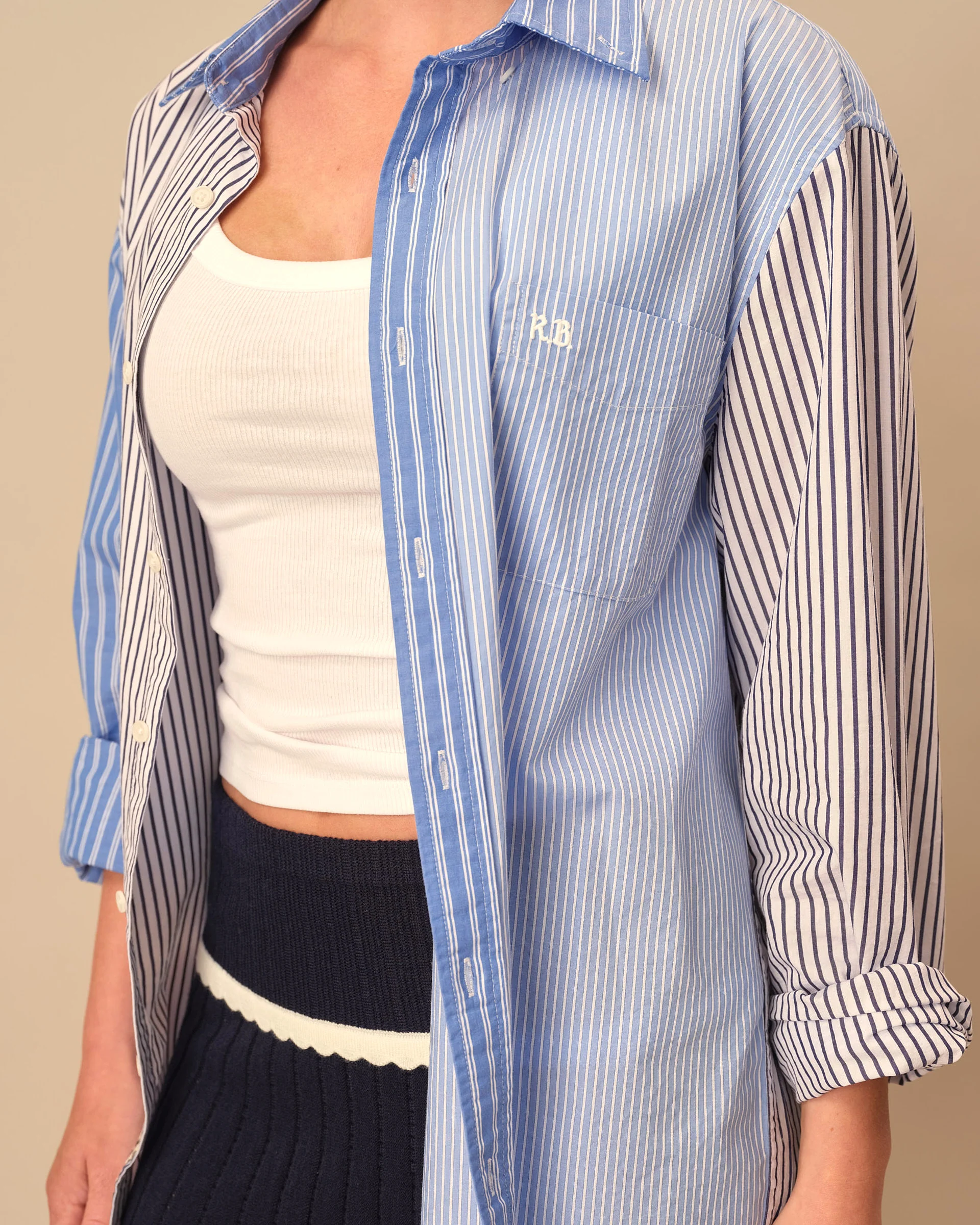 Men's Mixed Stripe Button Down Blue - Image 8