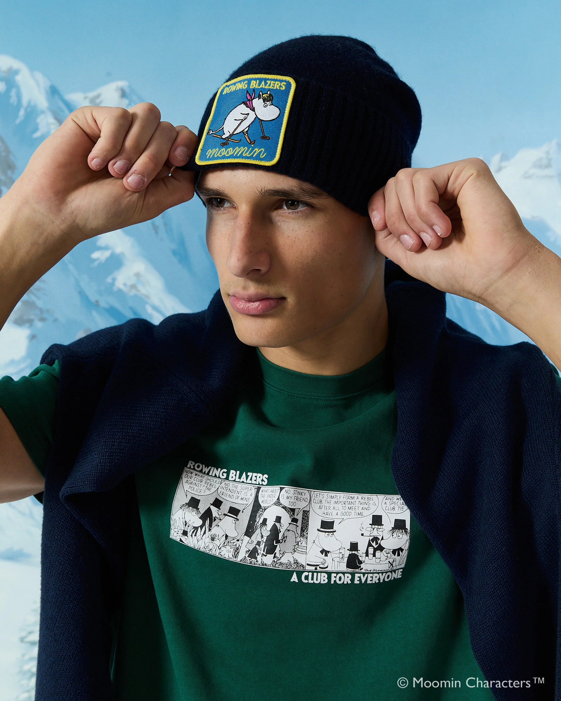 Men's Moomin Cashmere Beanie Navy - Image 2
