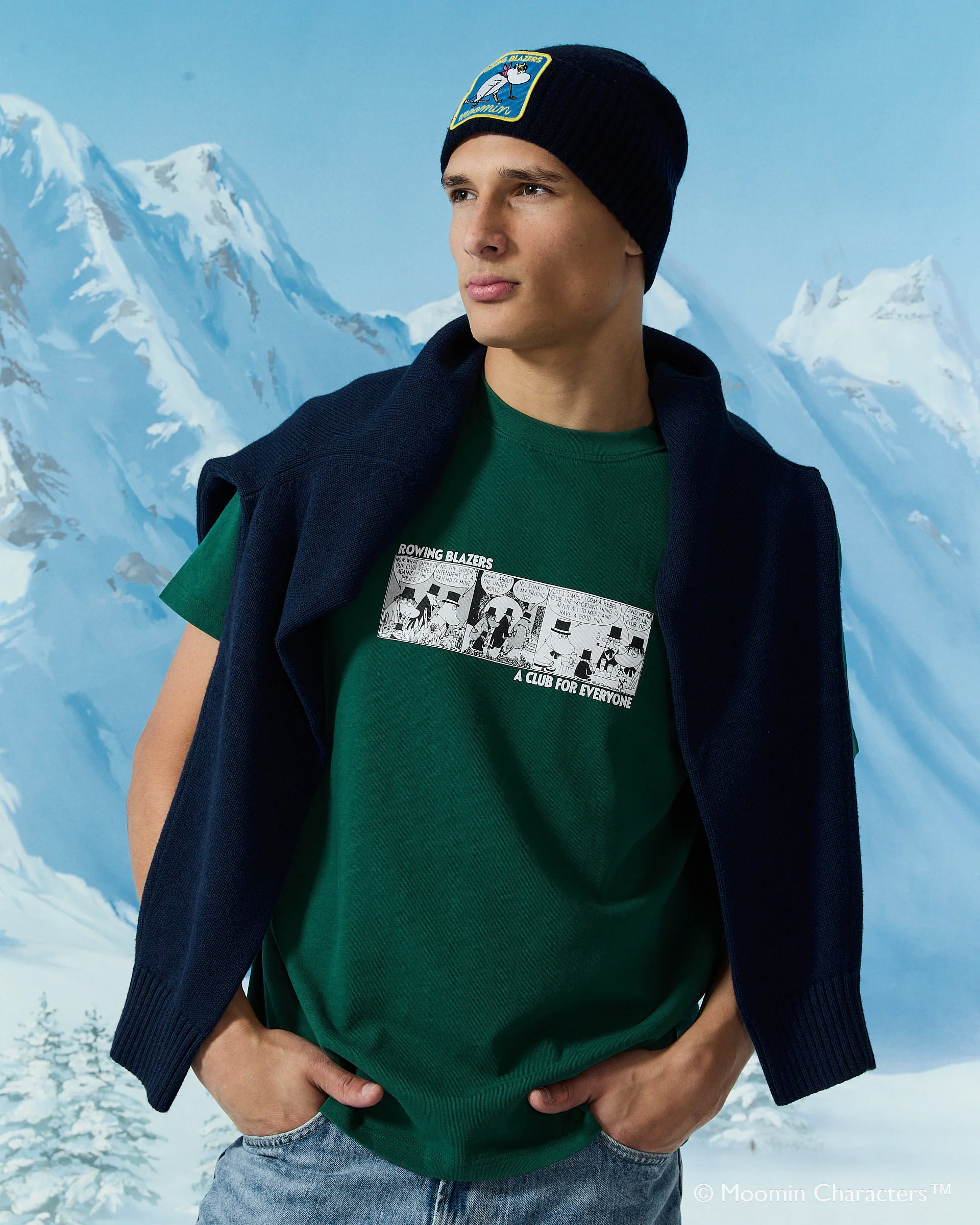 Men's Moomin Cashmere Beanie Navy - Image 3