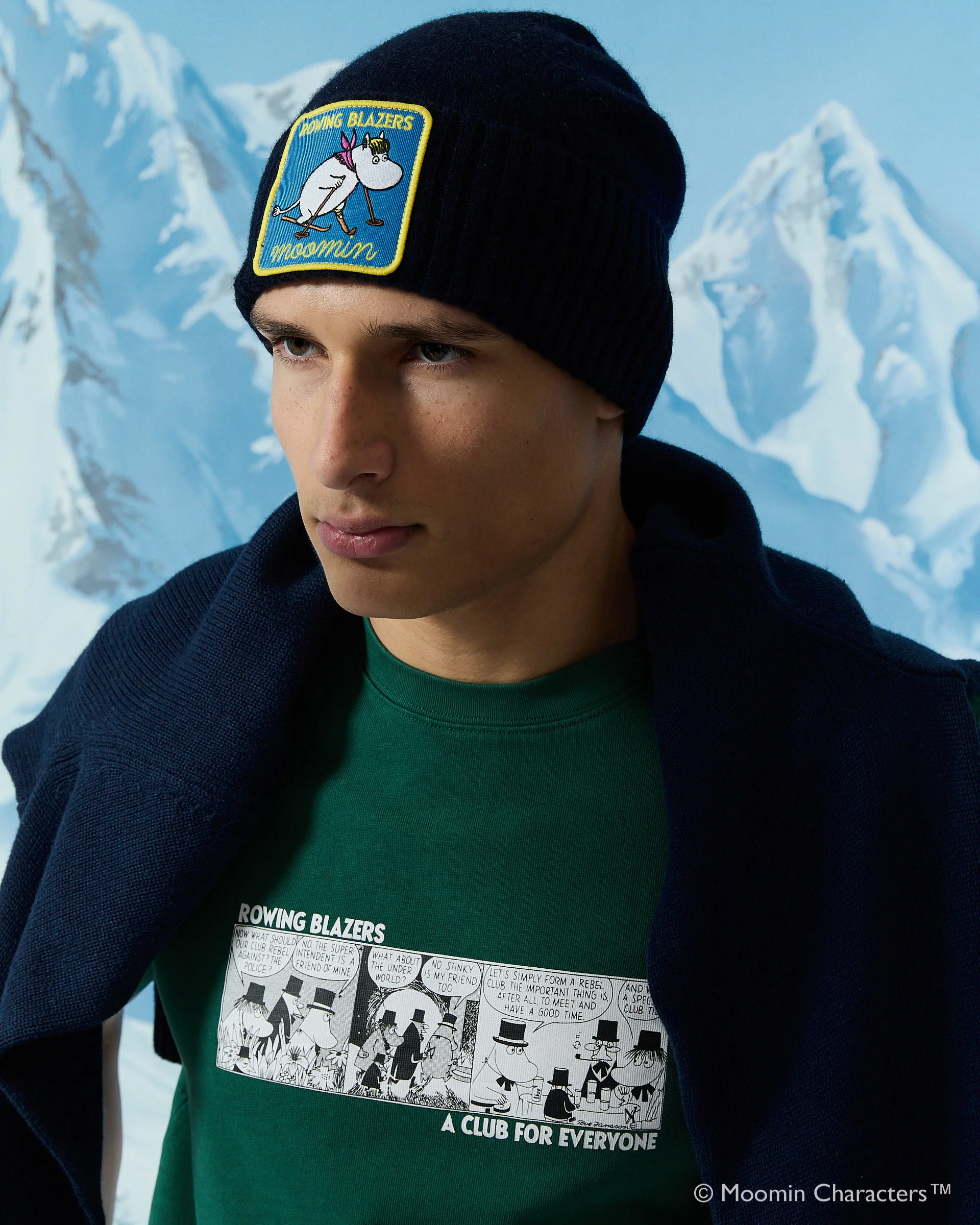 Men's Moomin Cashmere Beanie Navy - Image 4