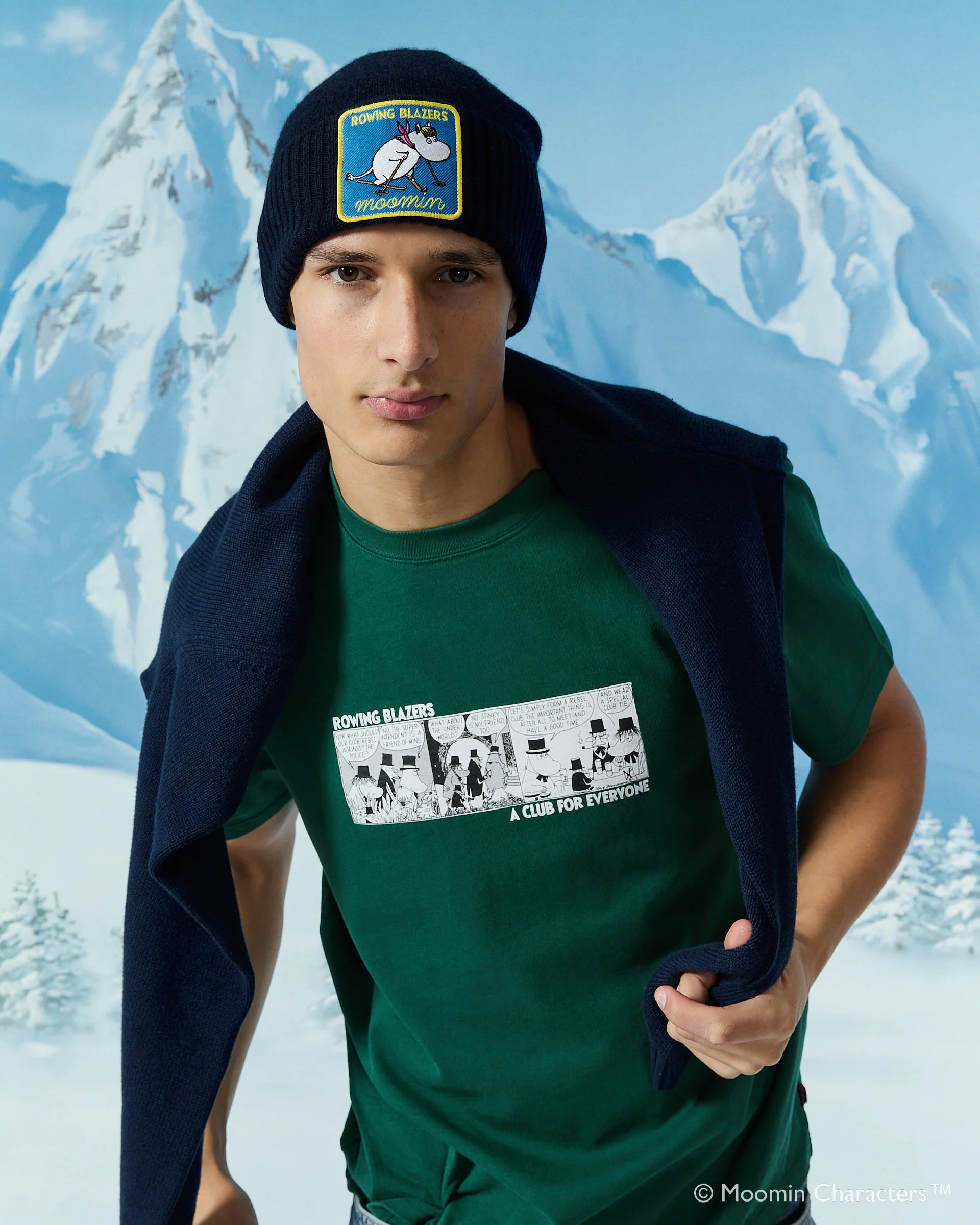 Men's Moomin Cashmere Beanie Navy - Image 5