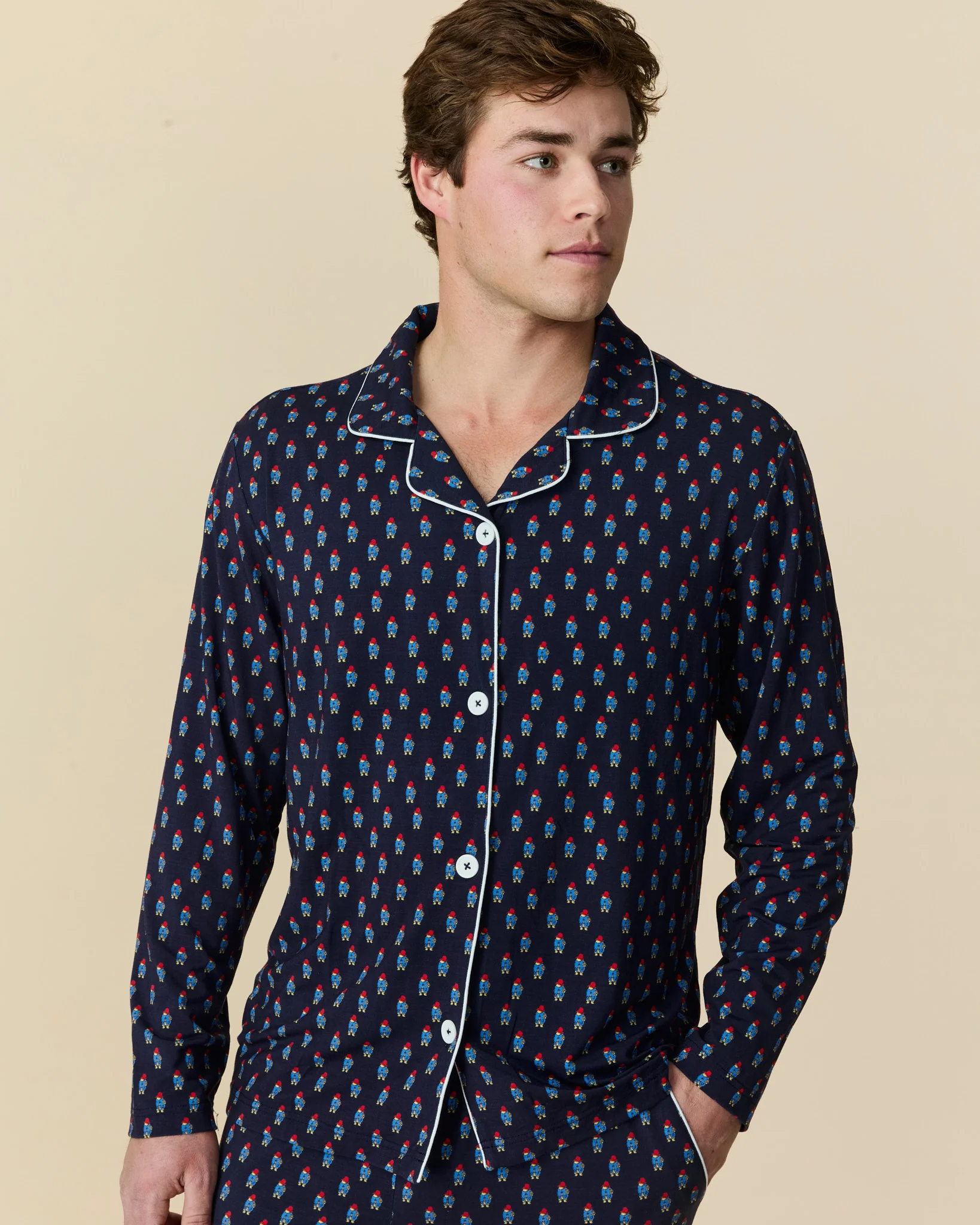 Men's Paddington Pajama Set Navy - Image 2