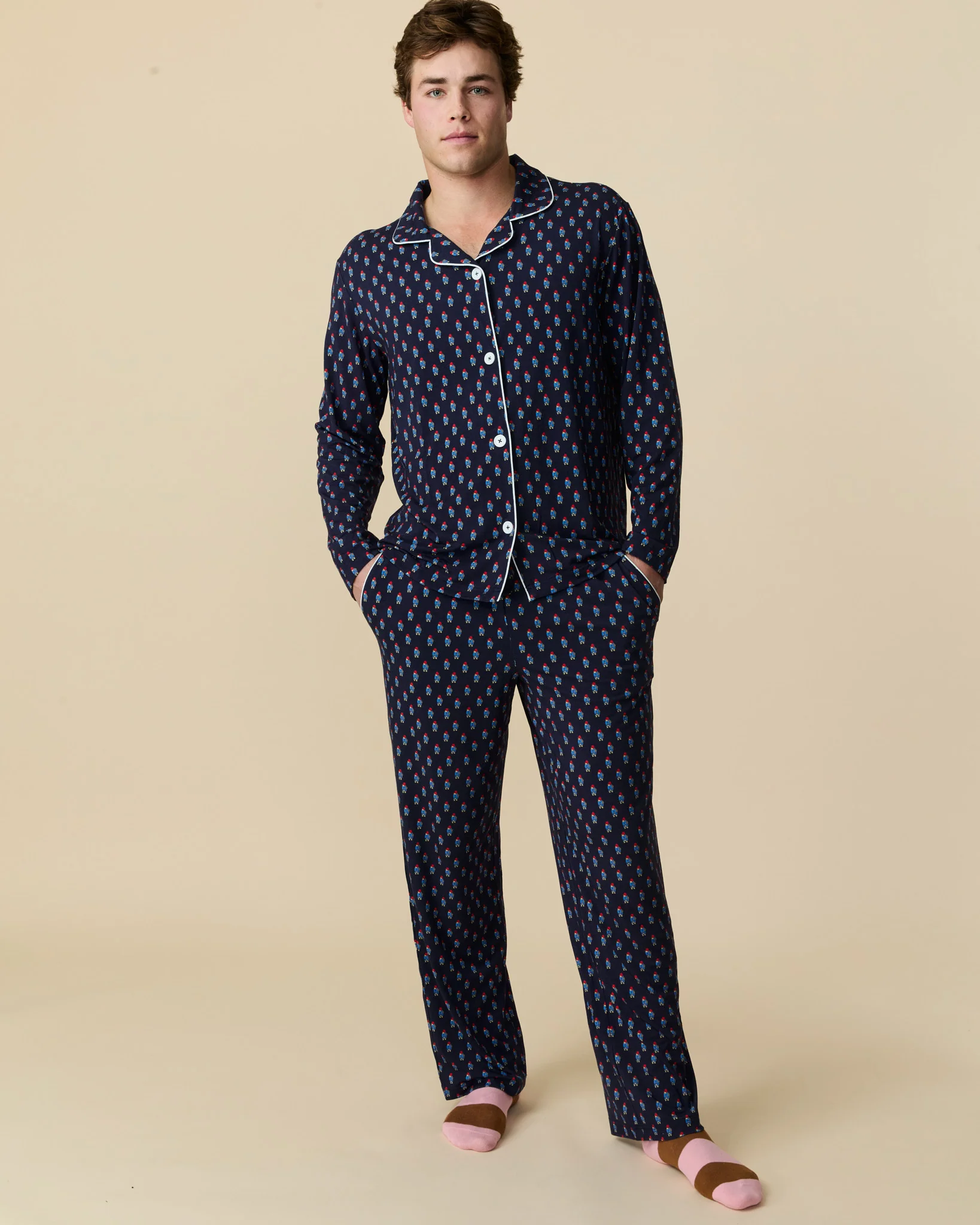 Men's Paddington Pajama Set Navy - Image 9