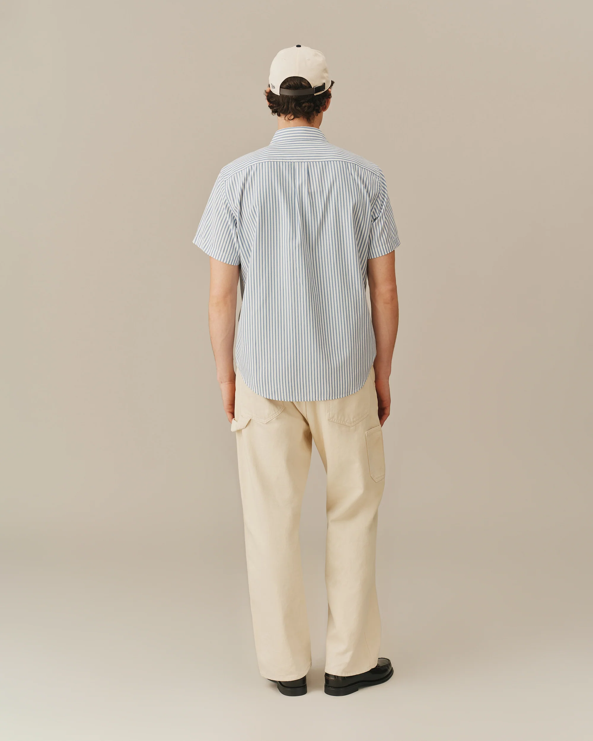 Men's Pastel Ribbon Shirt Blue And White Stripe - Image 5