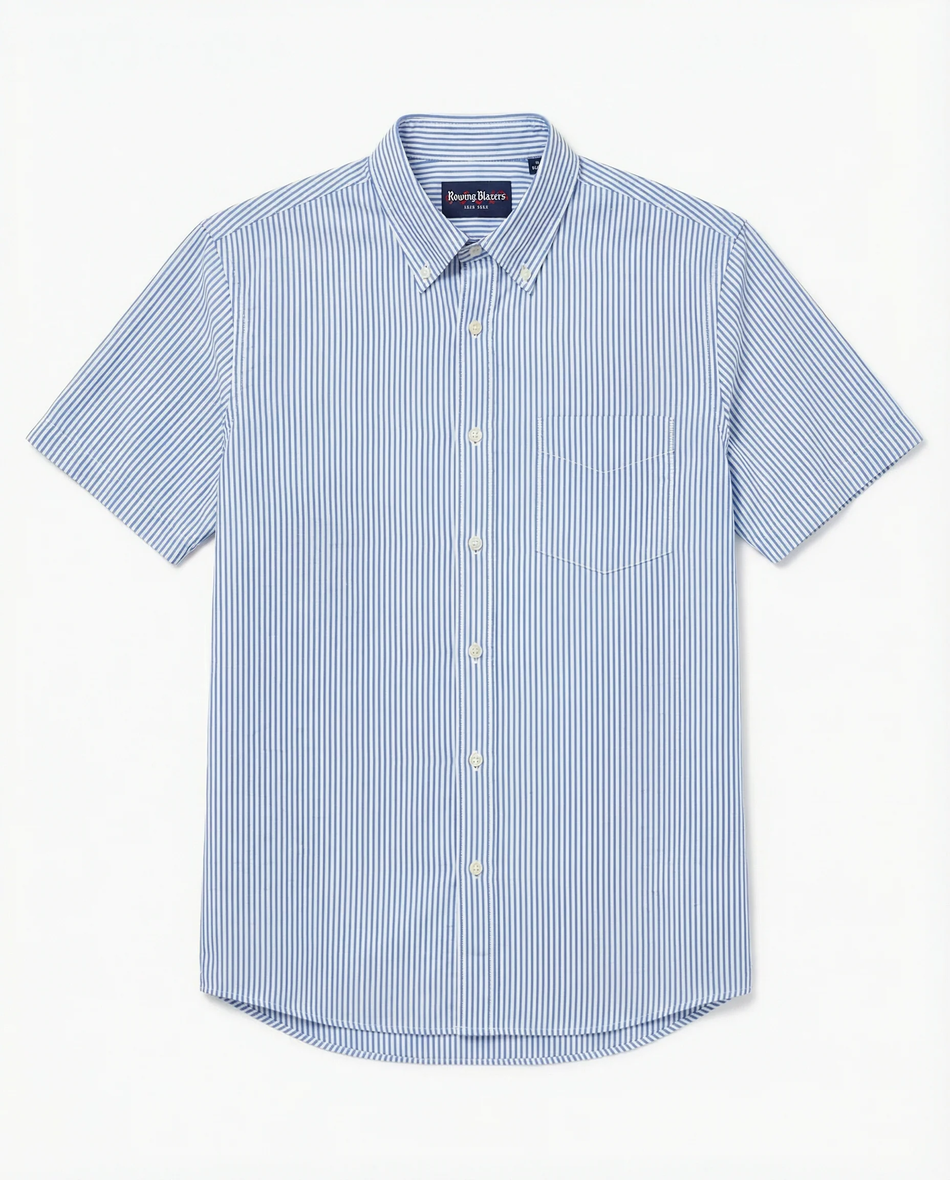 Men's Pastel Ribbon Shirt Blue And White Stripe - Image 6