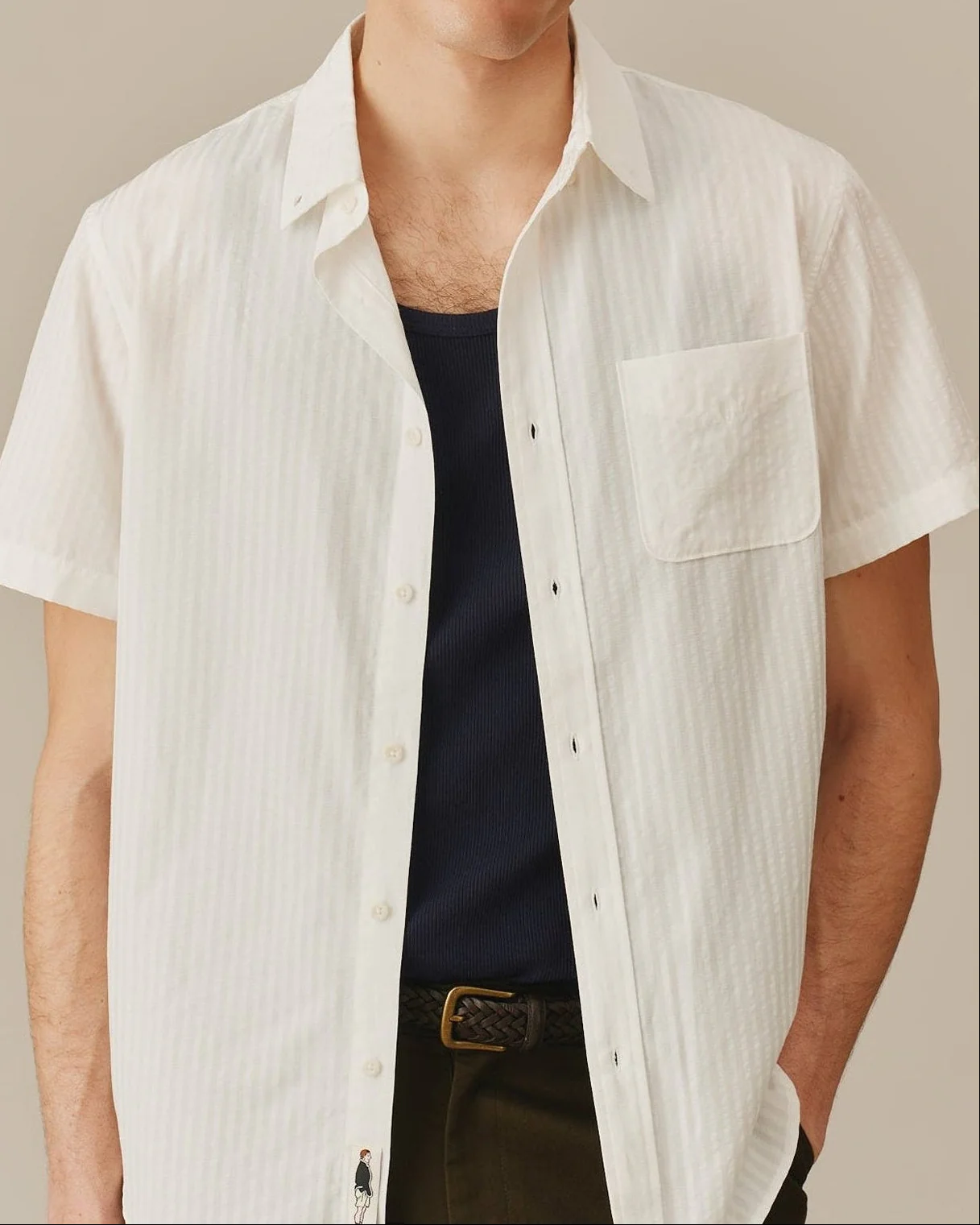 Men's Pastel Ribbon Stripe Shirt White - Image 2