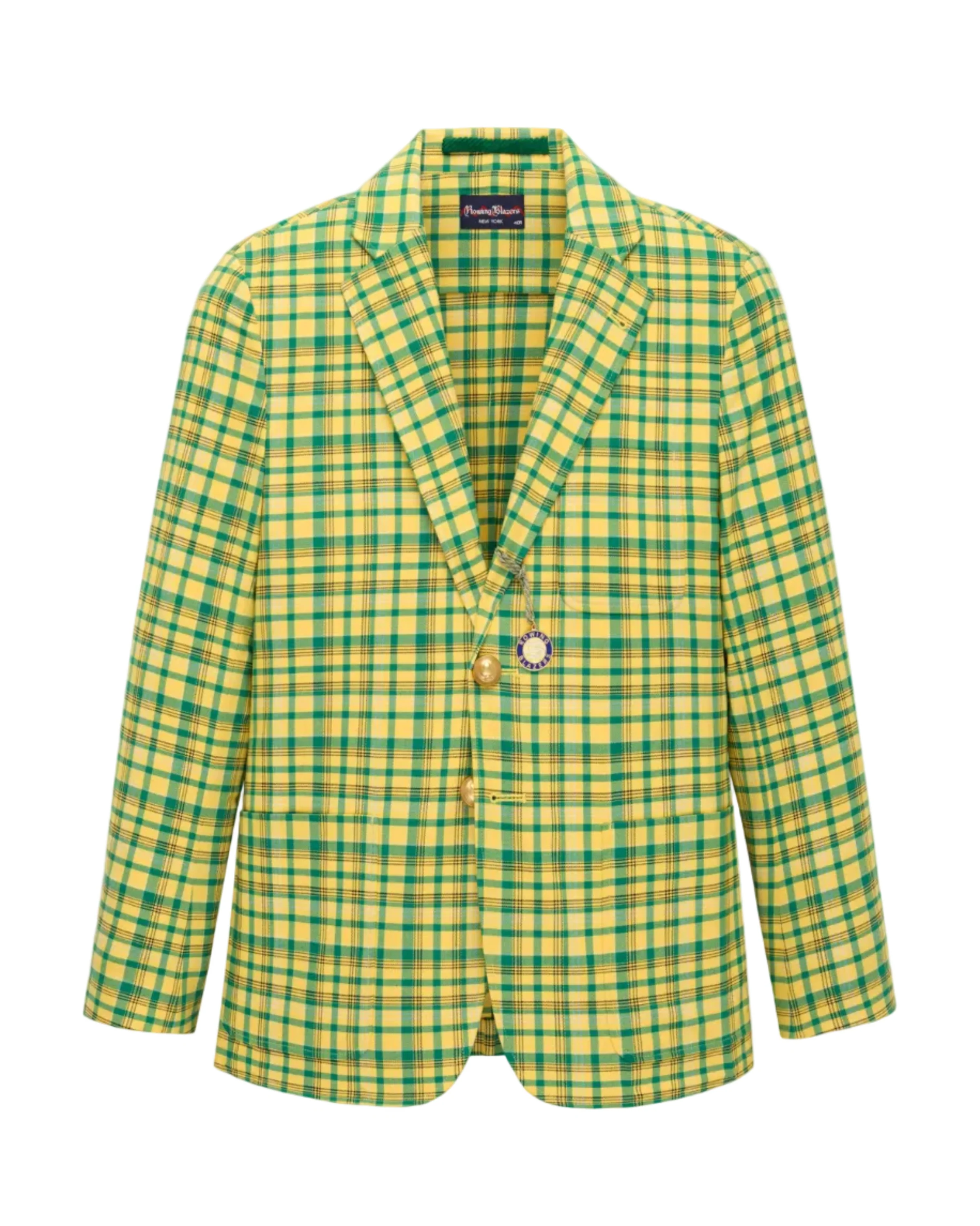 Men's Plain Weave Blazer Yellow Plaid