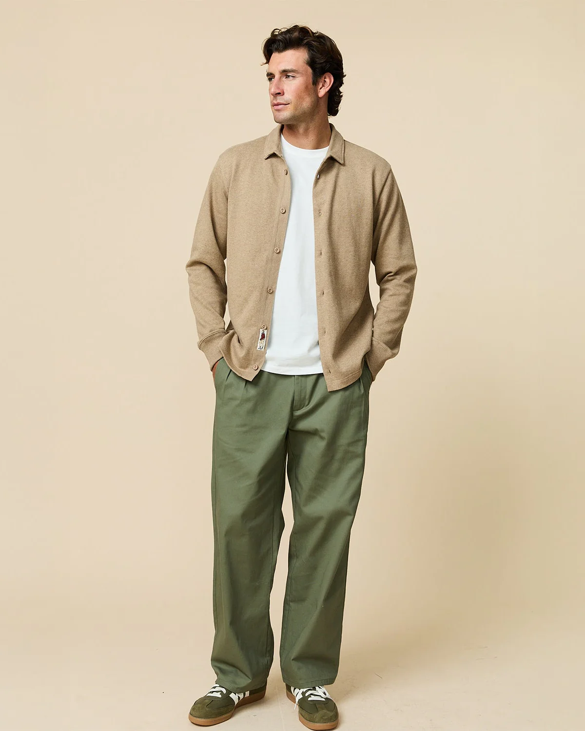 Men's Pleated Cotton Twill Pant Dark Olive