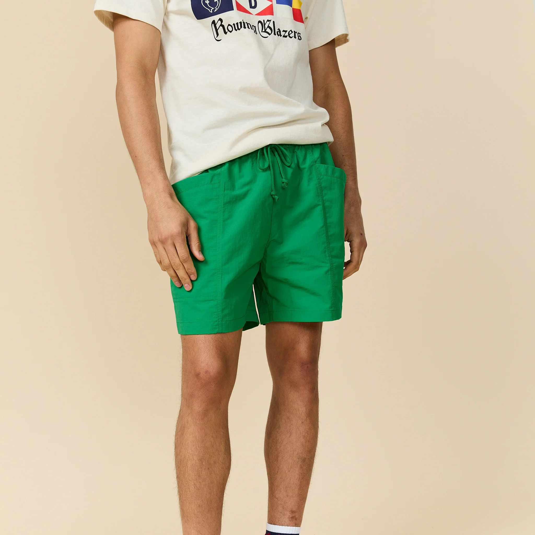 Rip Stop Nylon Draw Shorts Bright Green - Image 3