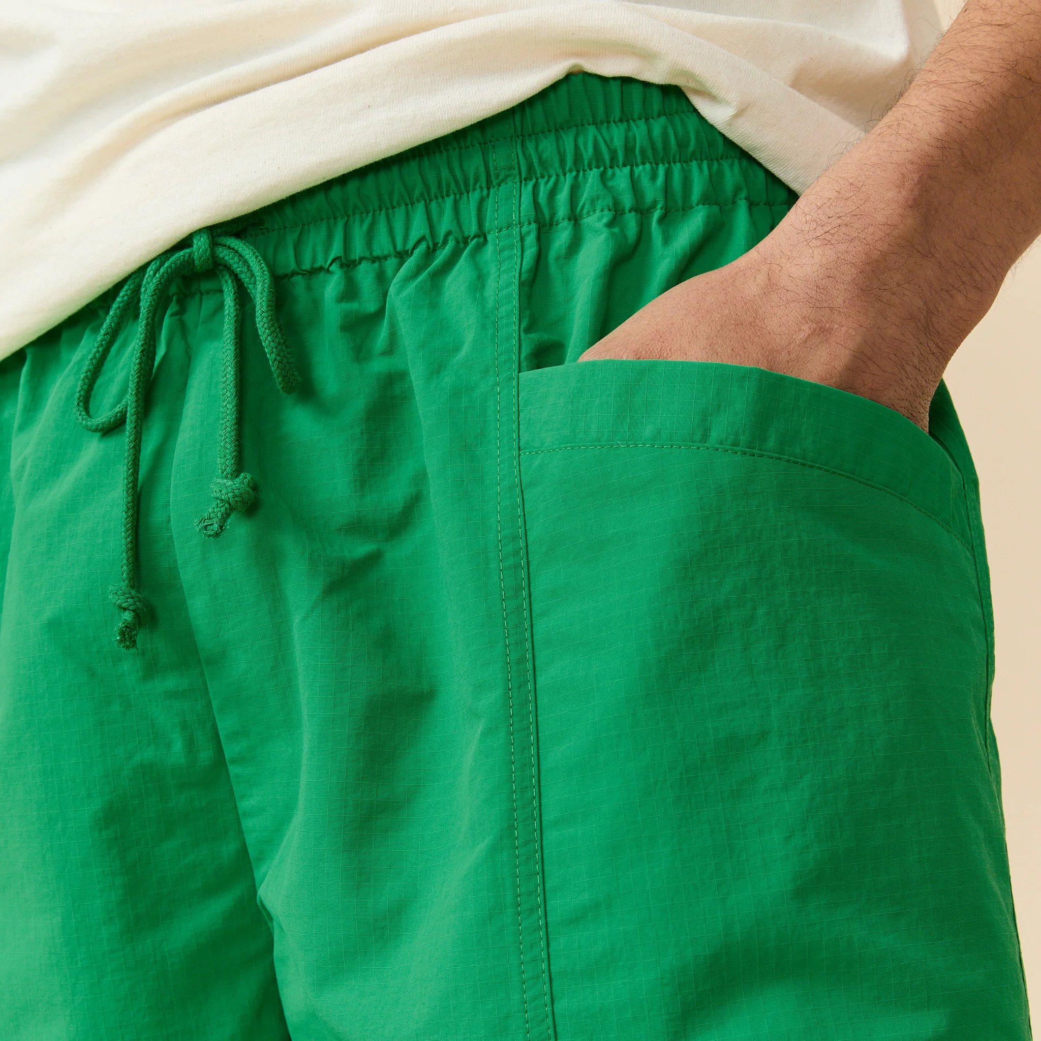 Rip Stop Nylon Draw Shorts Bright Green - Image 4