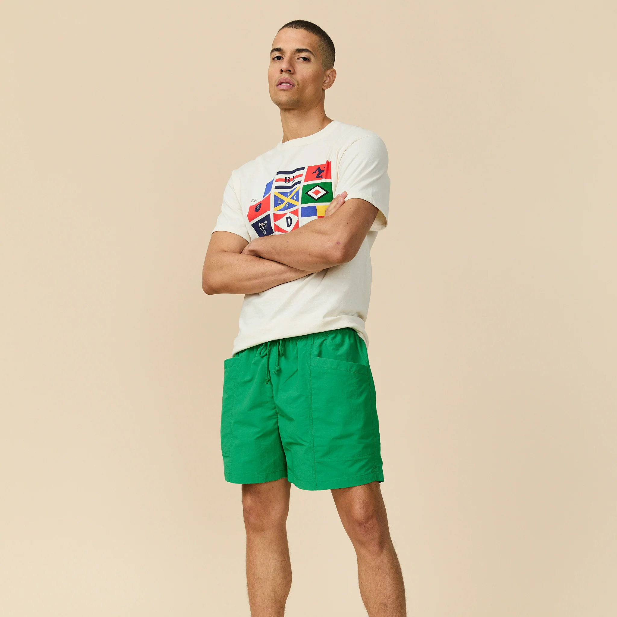 Rip Stop Nylon Draw Shorts Bright Green - Image 5