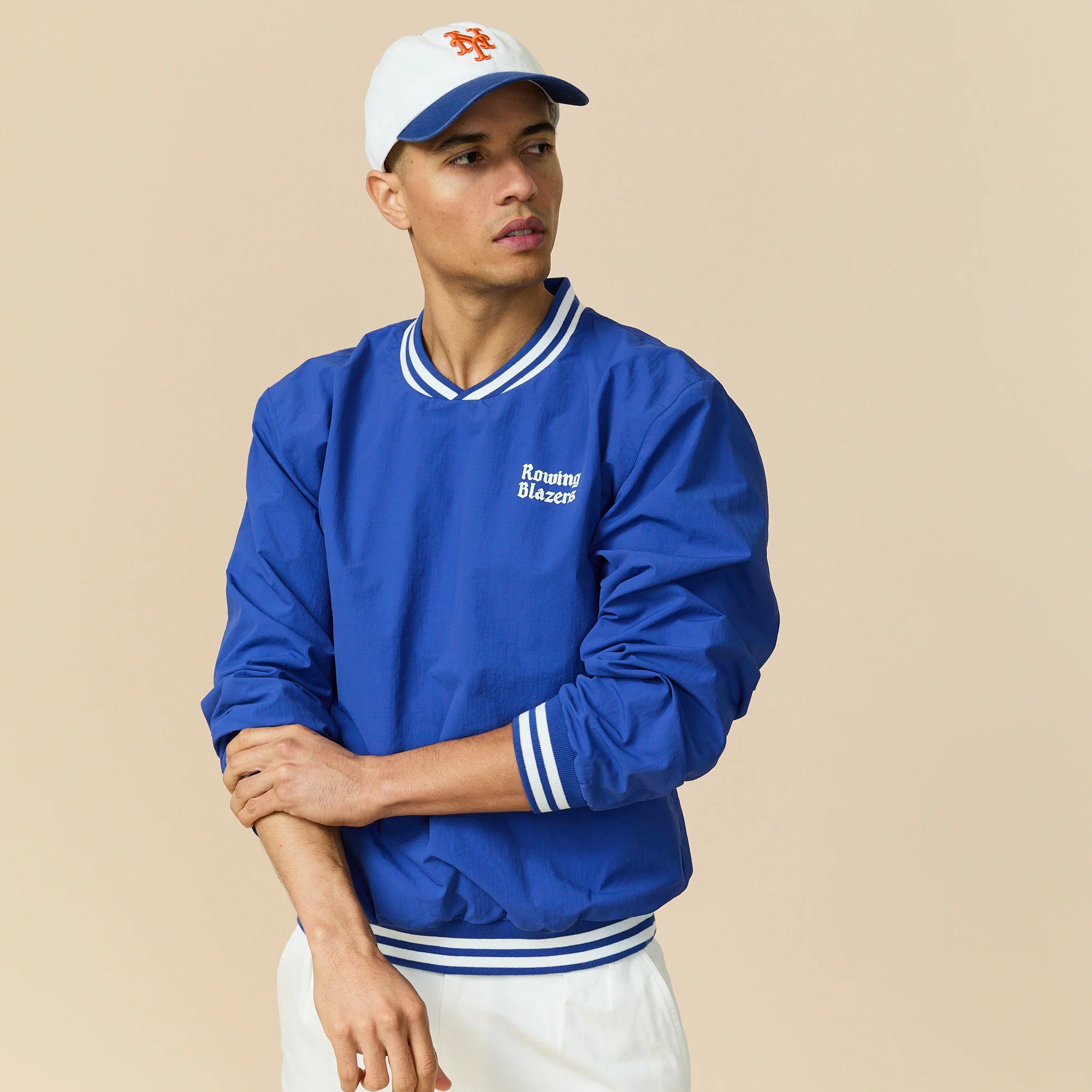 Men's Rip Stop Nylon Pullover Cobalt Blue - Image 2