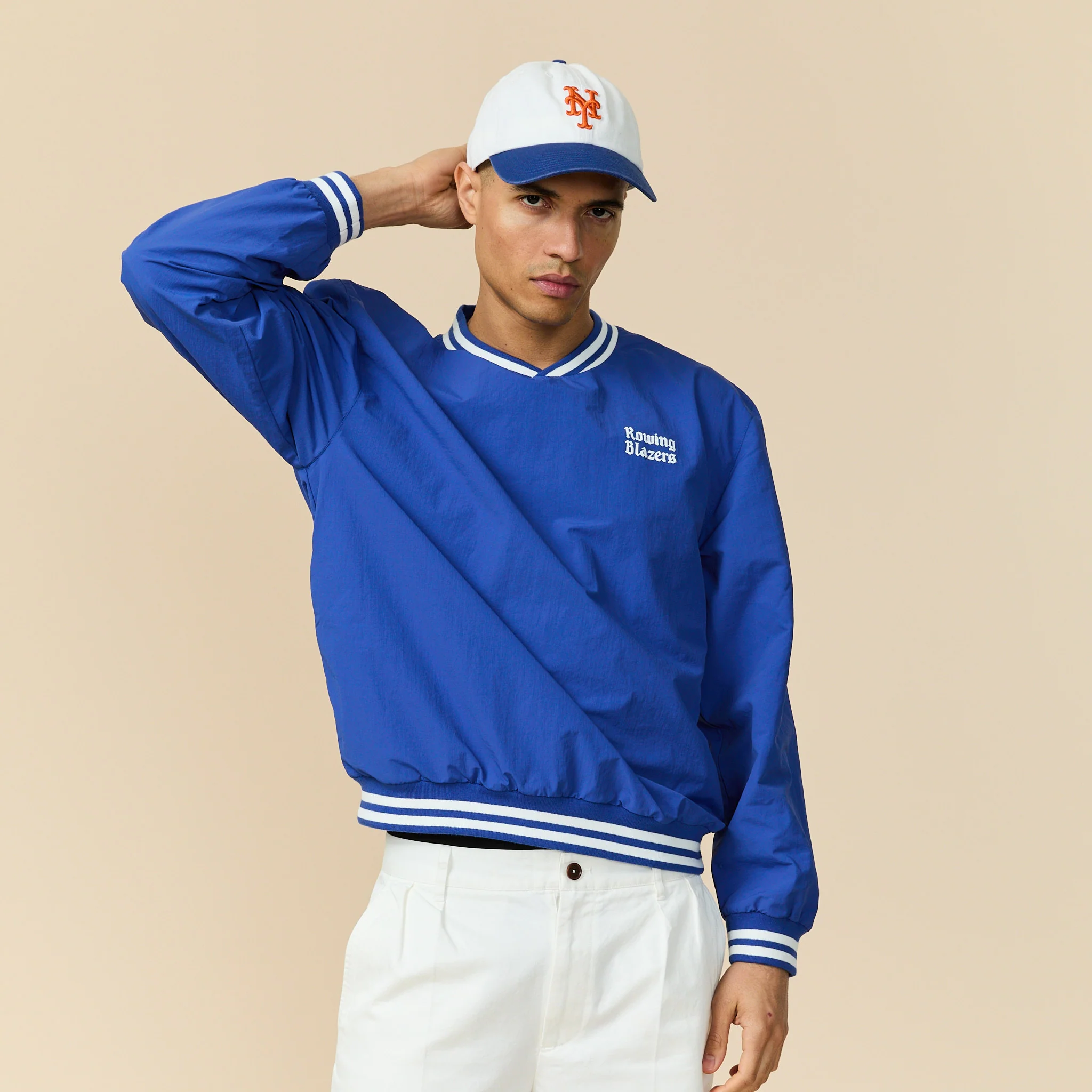 Men's Rip Stop Nylon Pullover Cobalt Blue - Image 3