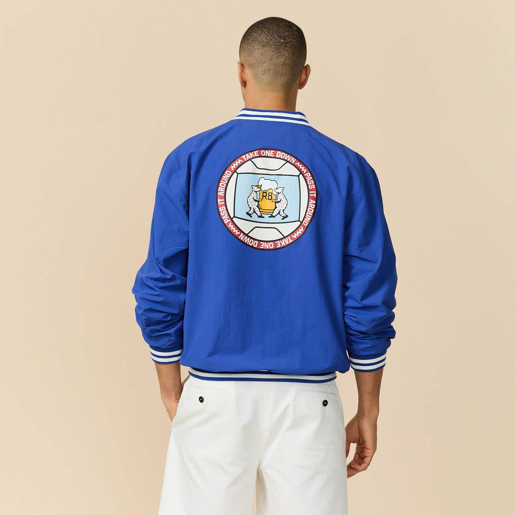 Men's Rip Stop Nylon Pullover Cobalt Blue - Image 7