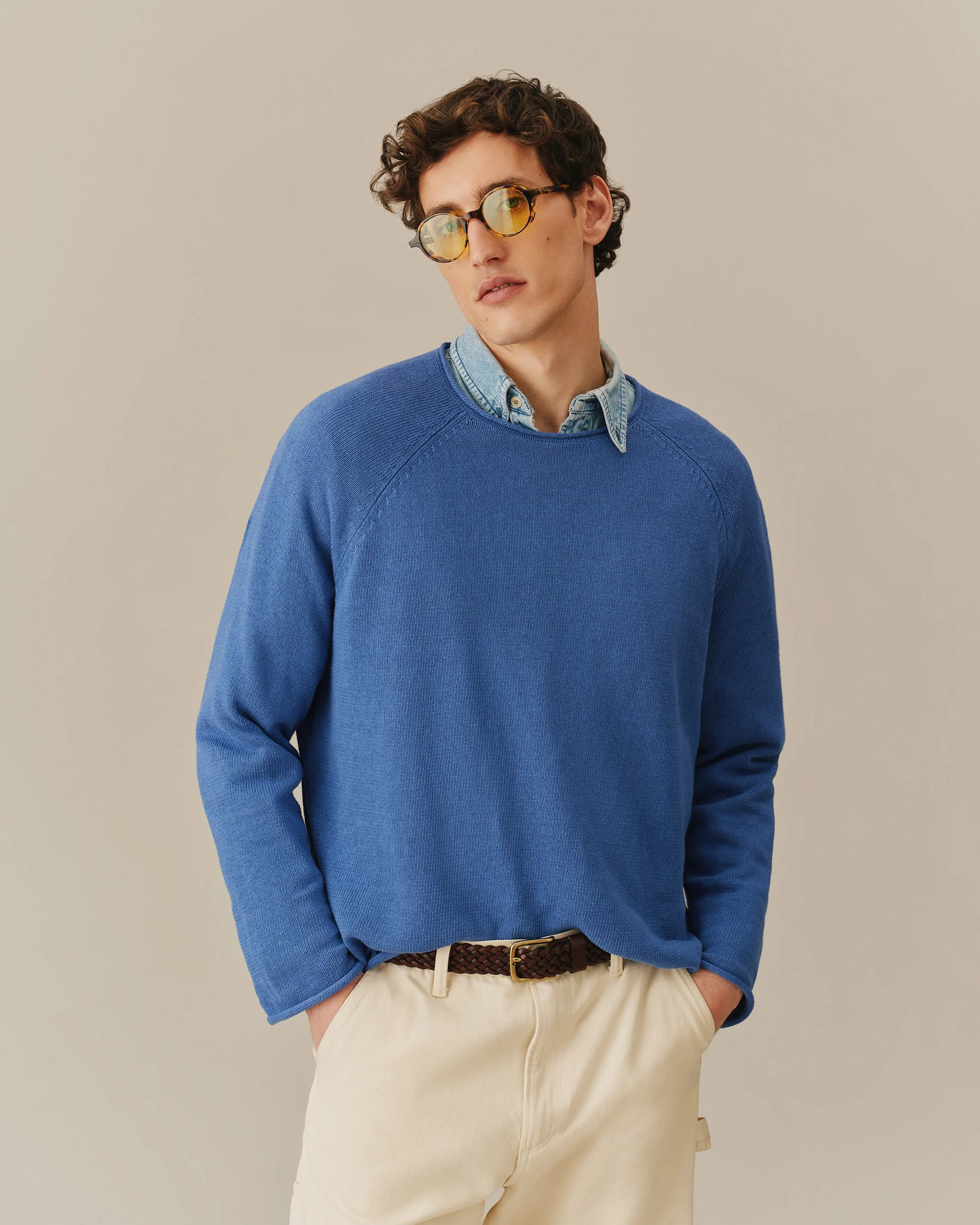 Roll Edge Sweater Blue - Image 3