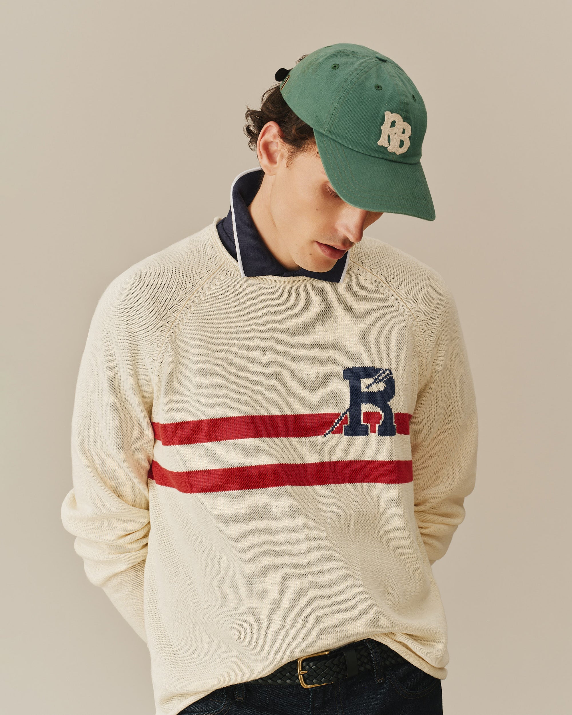 Roll Edge Oar Sweater Cream - Image 2