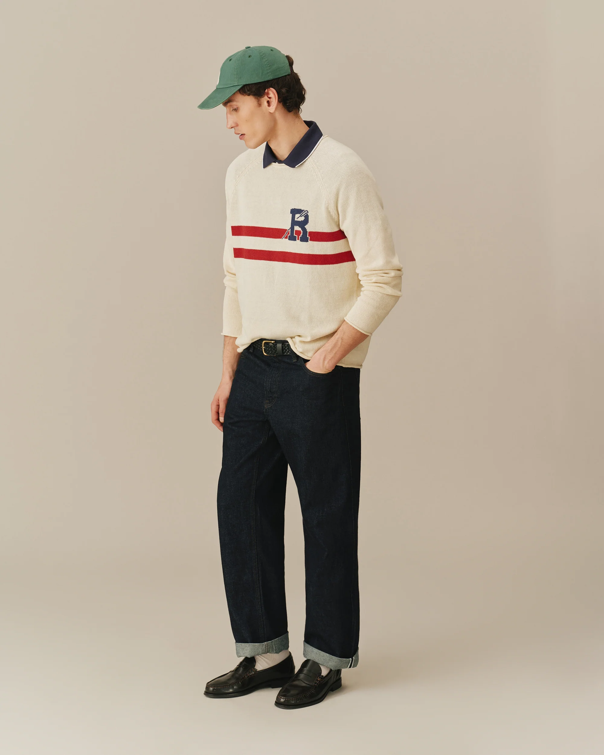 Roll Edge Oar Sweater Cream - Image 3