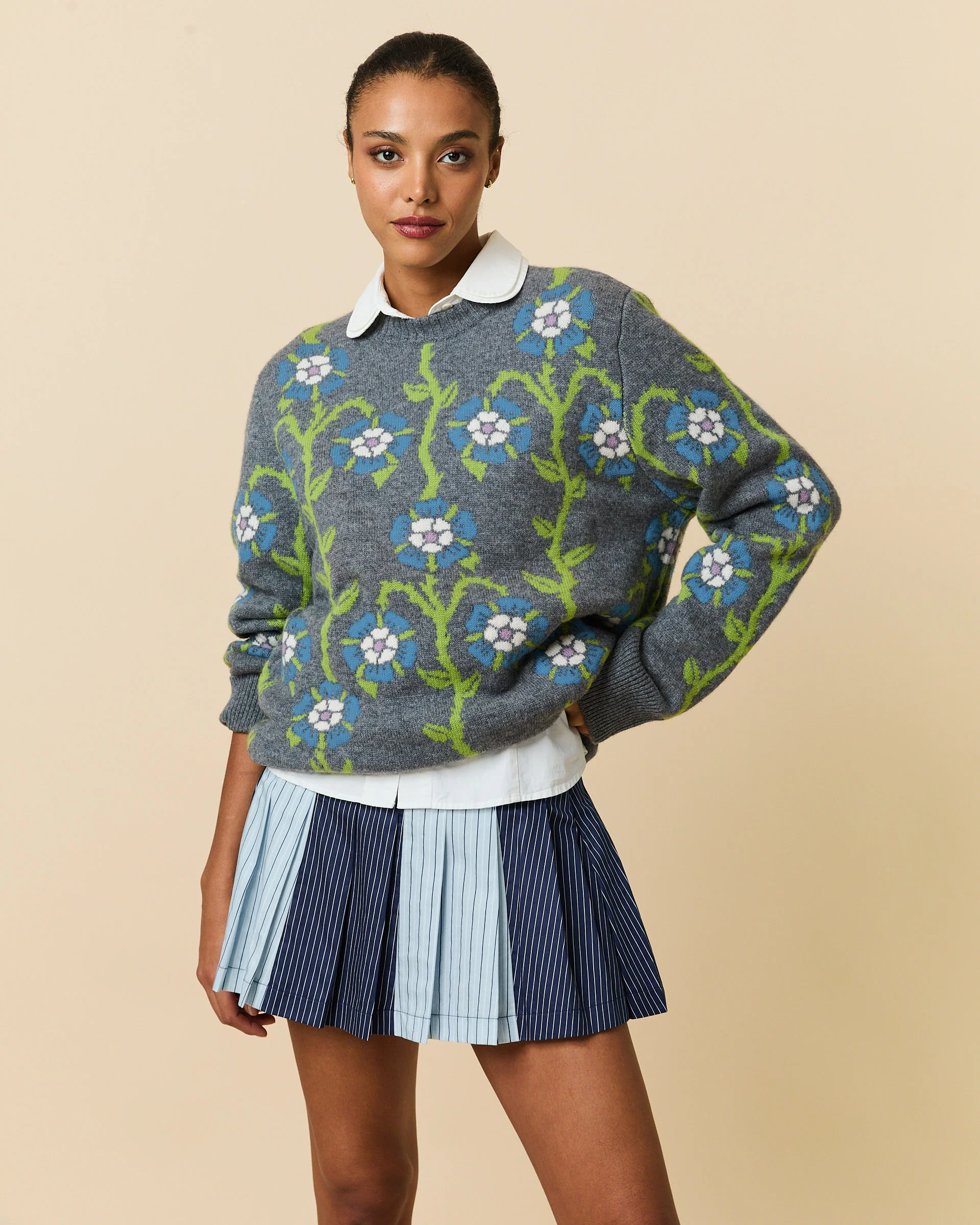 Roses Sweater Heather Grey Multi - Image 6