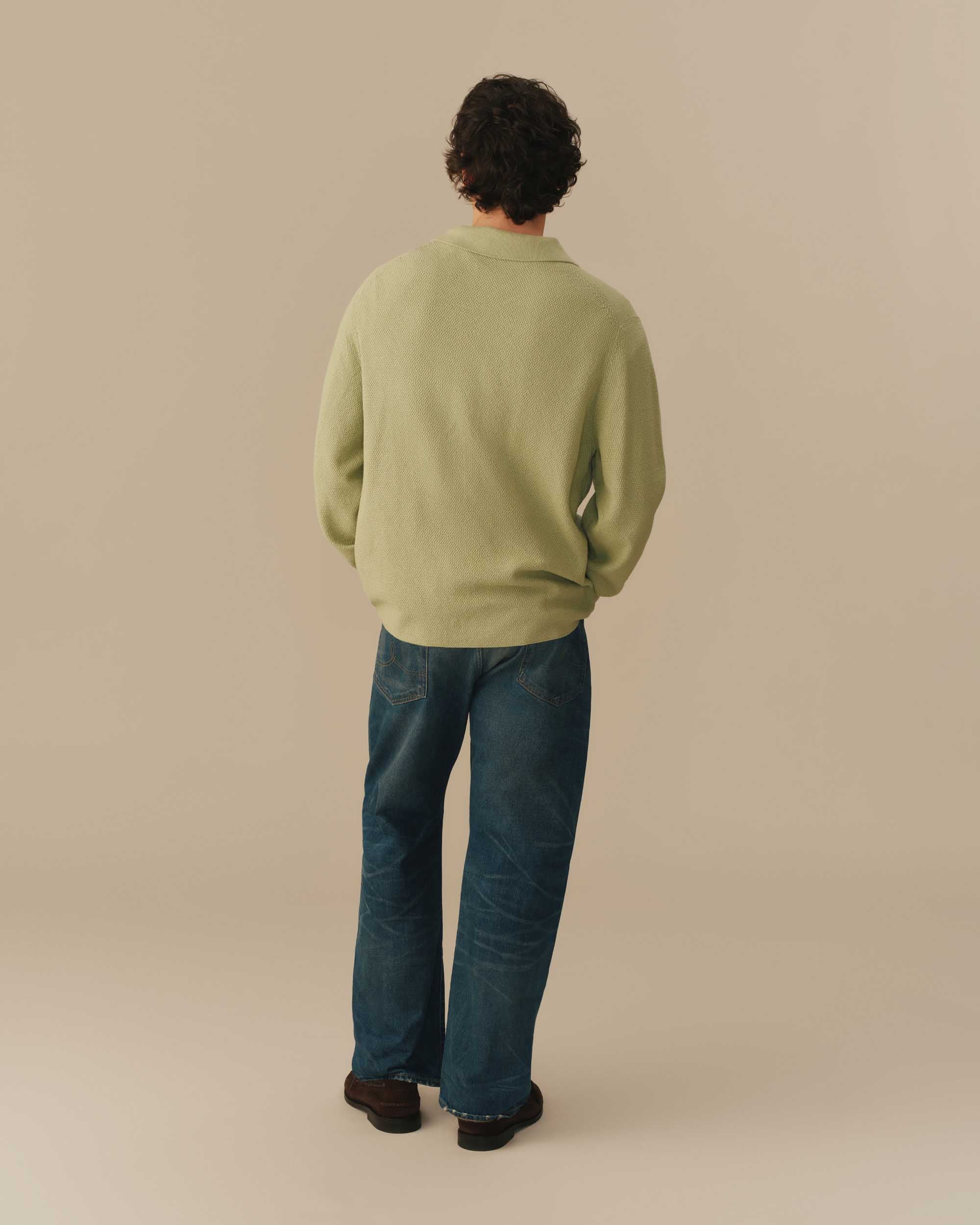 Seed Stitch Dress Shirt Sweater Green - Image 4