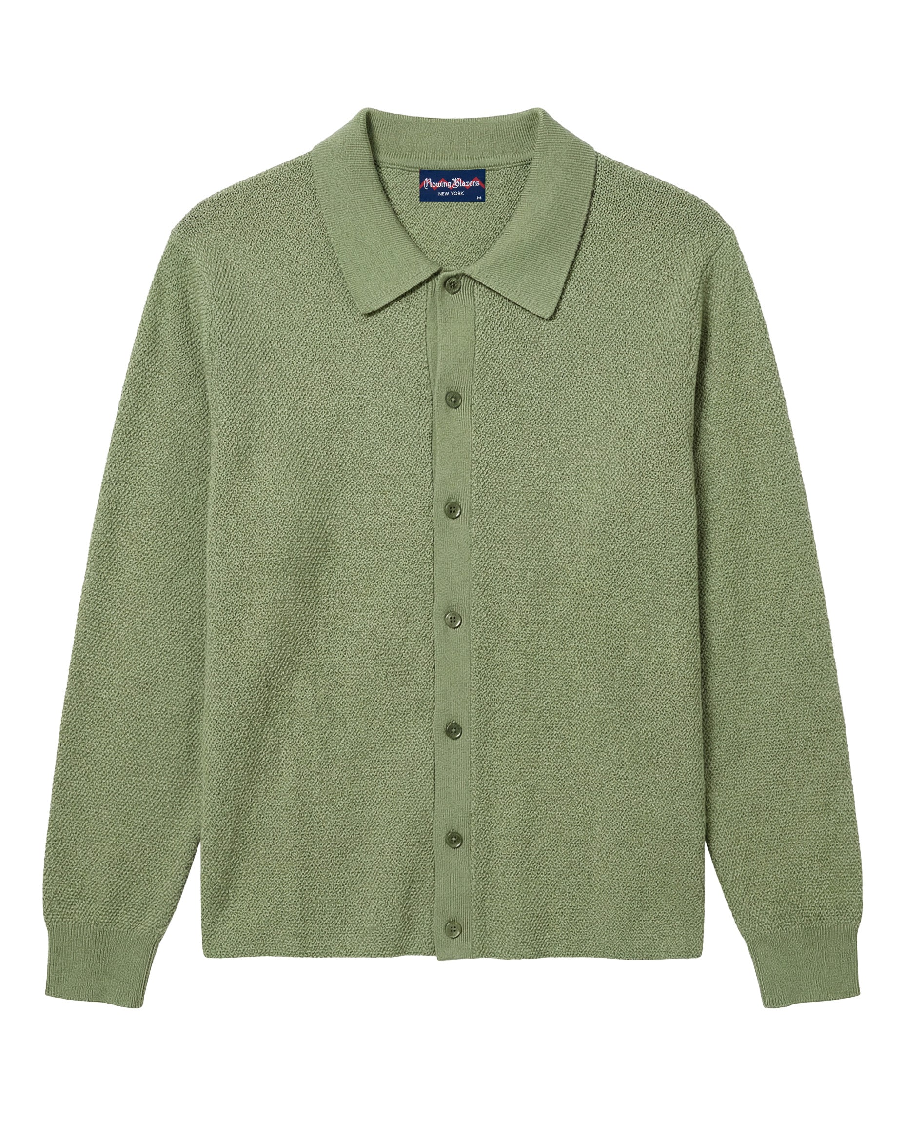 Seed Stitch Dress Shirt Sweater Green - Image 5