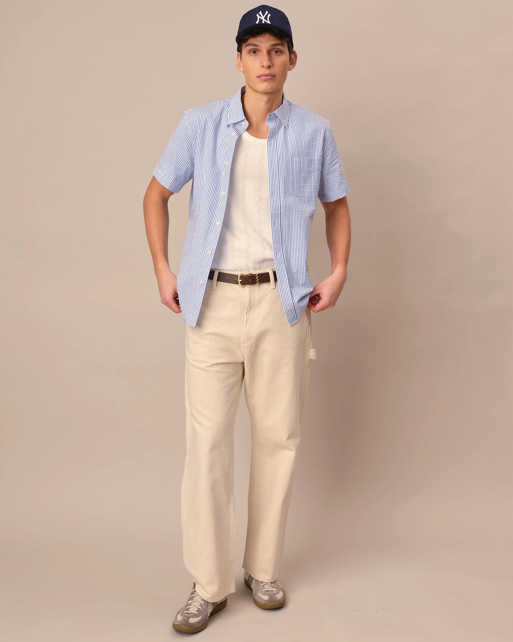 Men's Seersucker Shirt Blue - Image 2