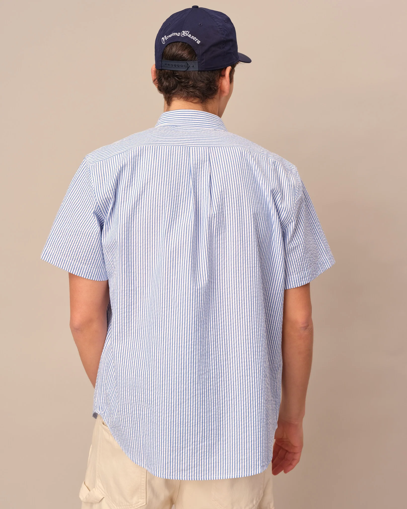Men's Seersucker Shirt Blue - Image 4