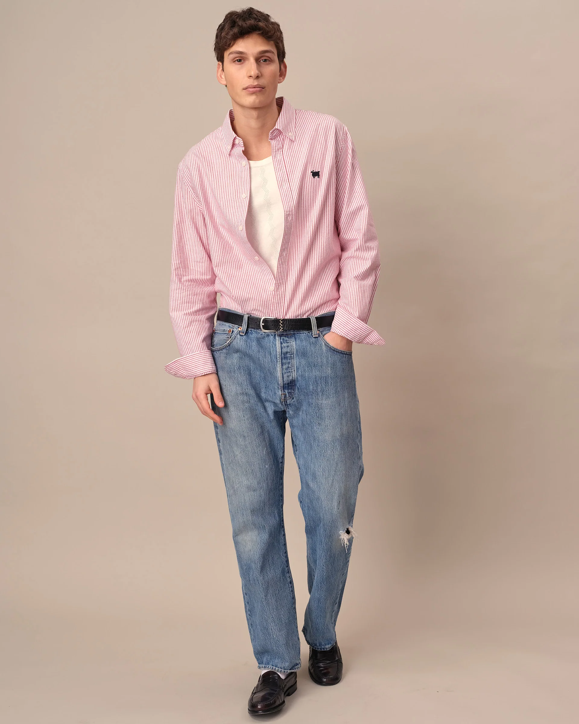 Warm & Wonderful Sheep Oxford Button Down Red - Image 3