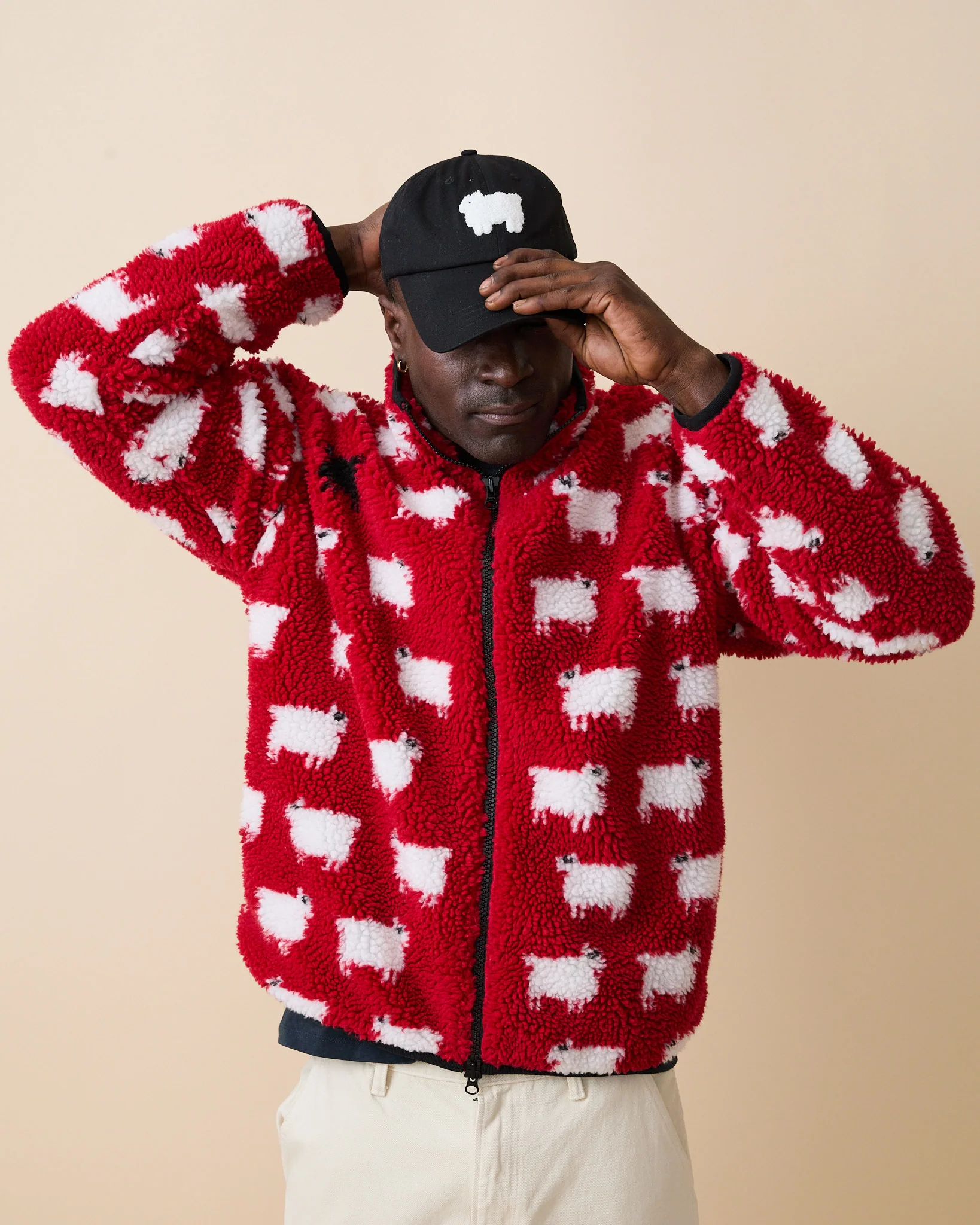 Warm & Wonderful Sheep Sherpa Jacket Diana Red - Image 10