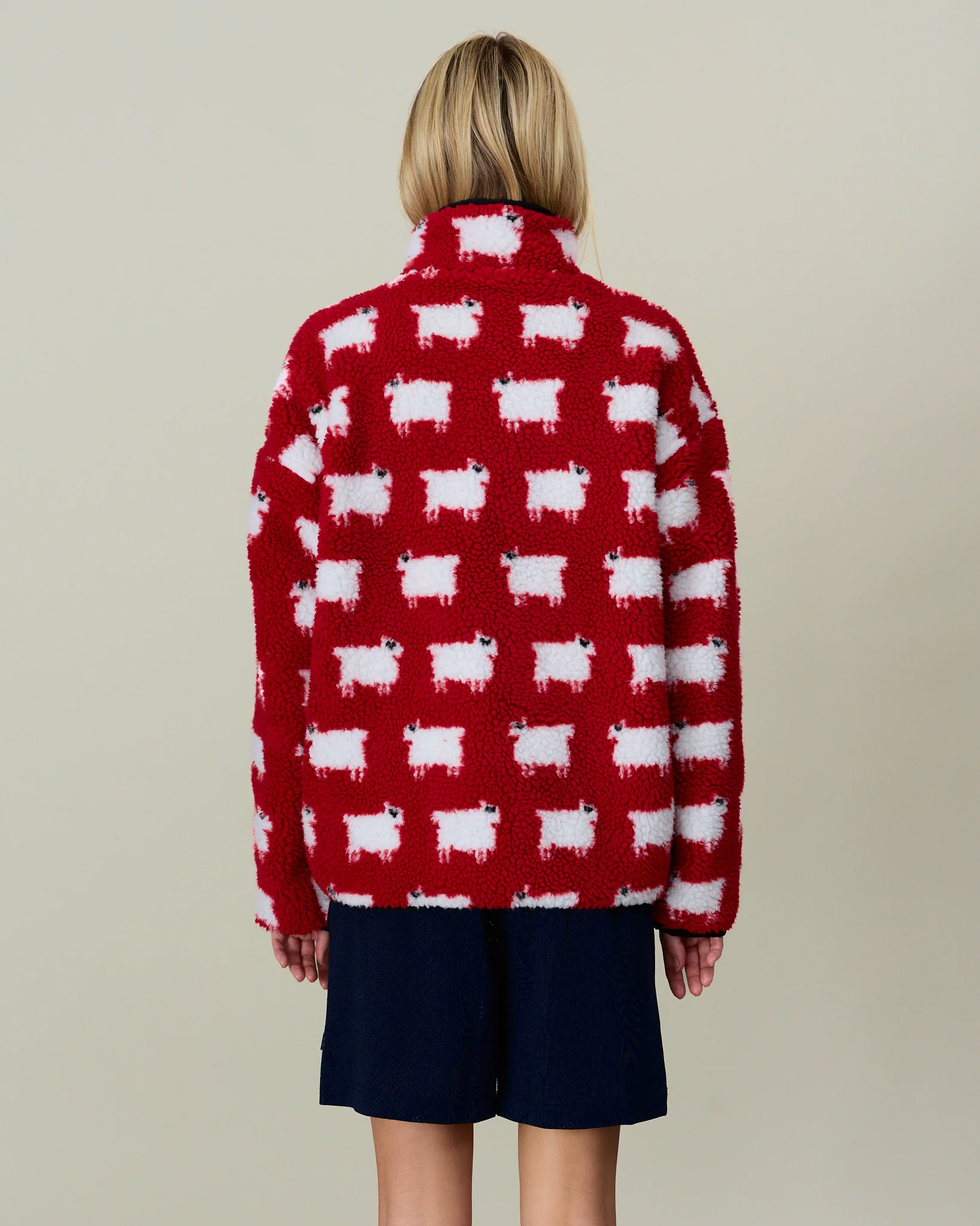 Warm & Wonderful Sheep Sherpa Jacket Diana Red - Image 5