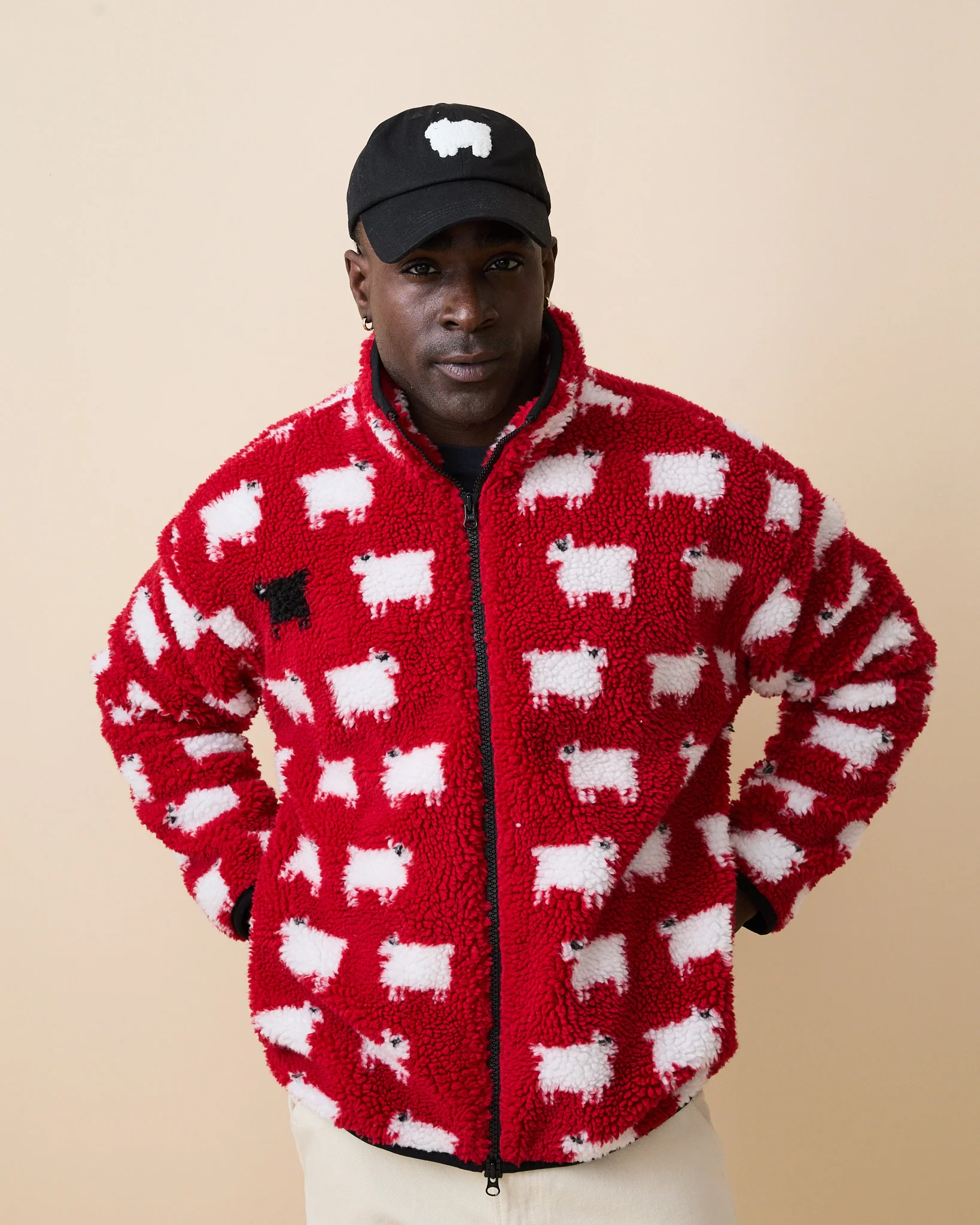Warm & Wonderful Sheep Sherpa Jacket Diana Red - Image 7