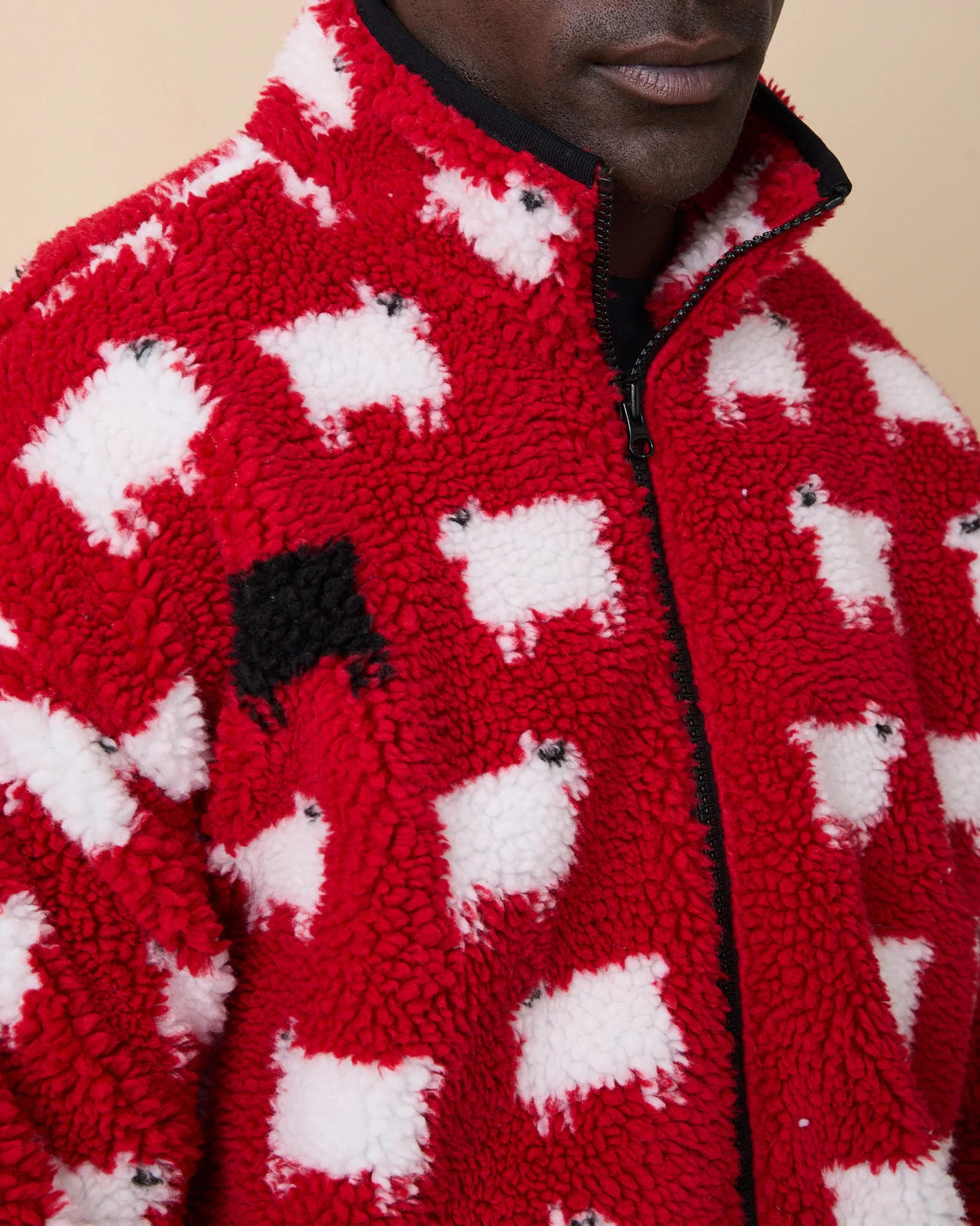 Warm & Wonderful Sheep Sherpa Jacket Diana Red - Image 8