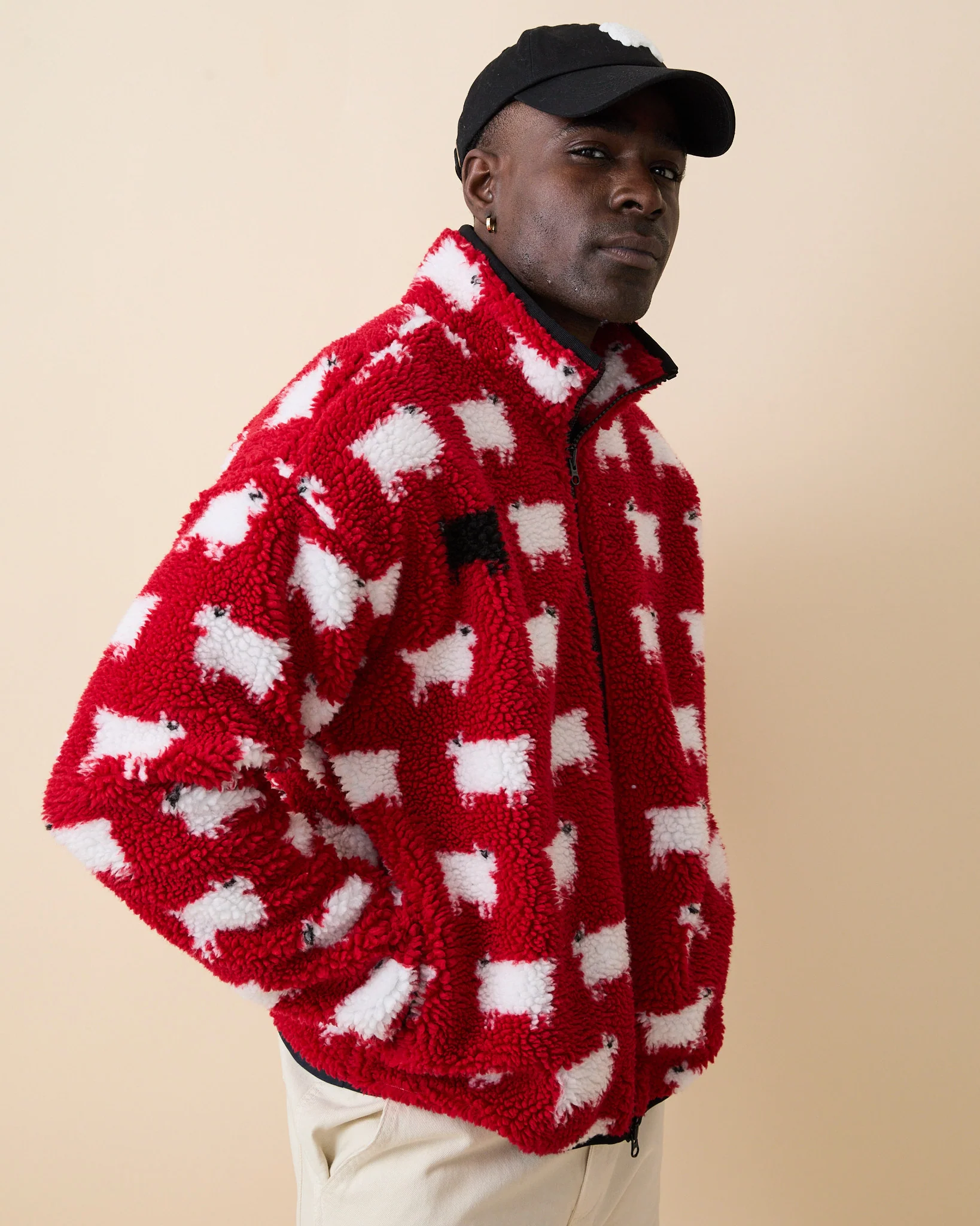 Warm & Wonderful Sheep Sherpa Jacket Diana Red - Image 9
