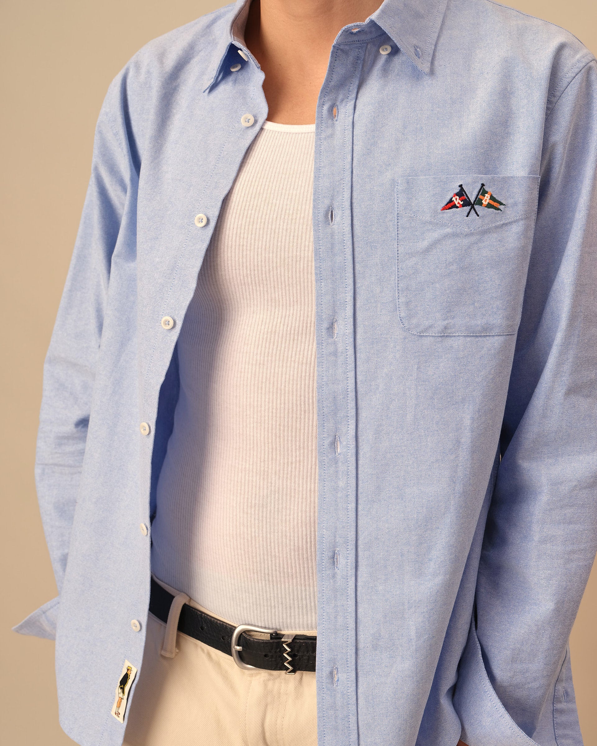 Men's Solid Oxford Shirt Blue - Image 4